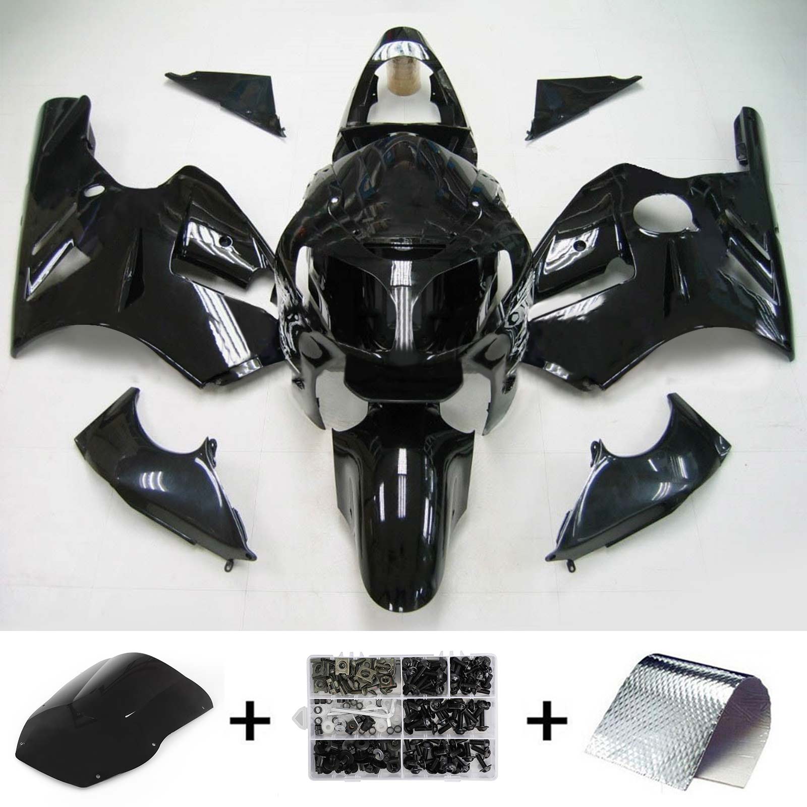 Kit de carenado de inyección de carrocería de plástico ABS para Kawasaki ZX12R 2000-2001