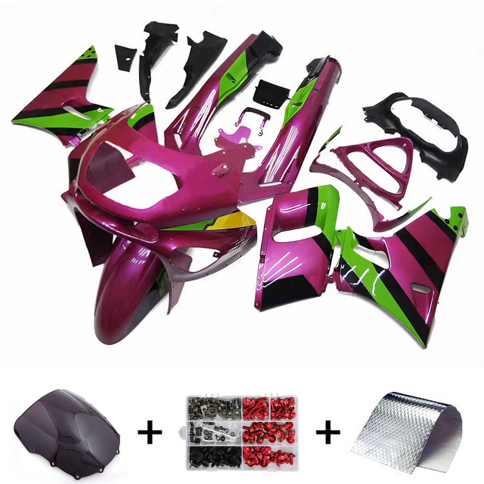 Kit de carénage en plastique ABS injecté compatible avec Kawasaki ZZR400 1993-2007 ZZR600 1998-2003