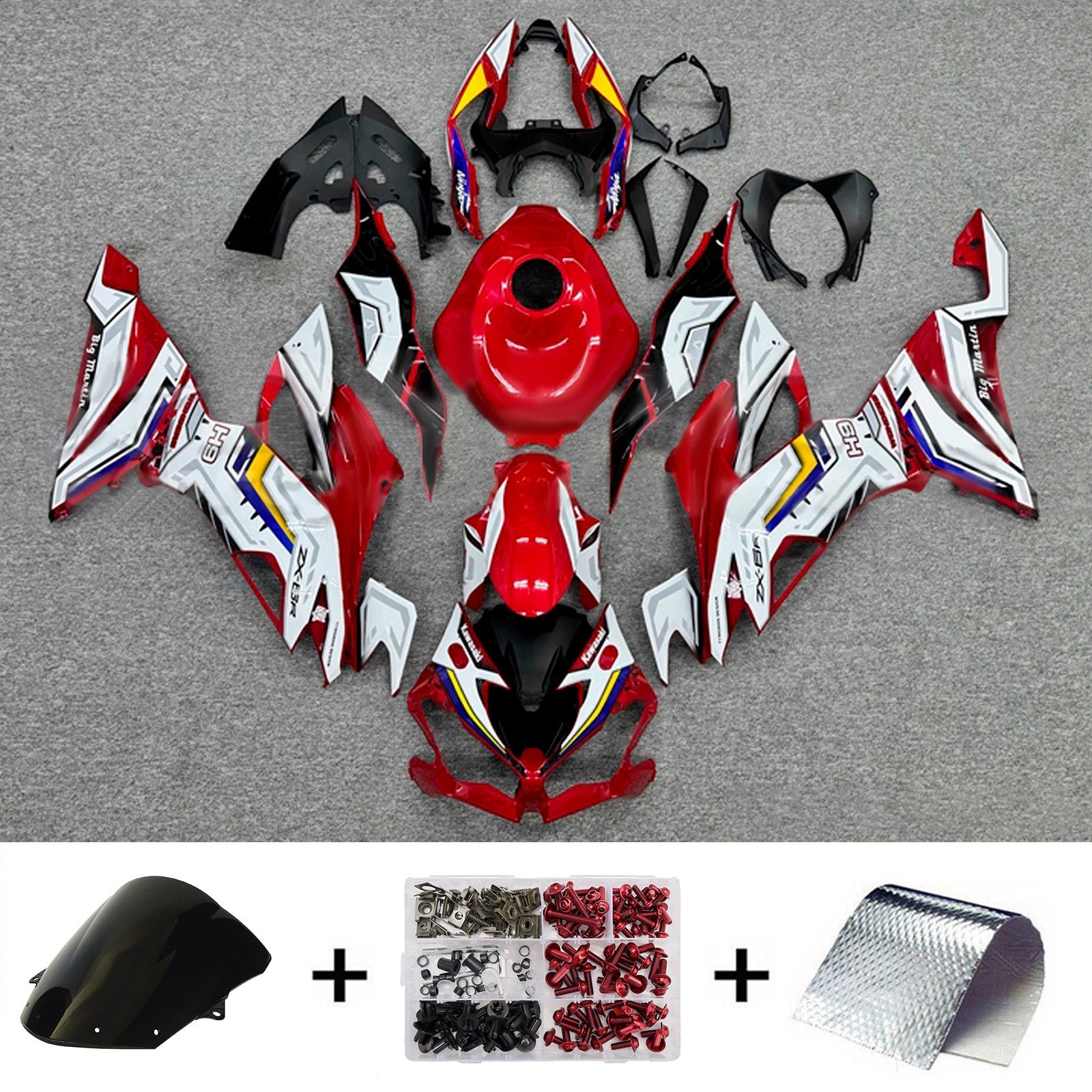 ABS-muovinen ruiskutettu suojasarja, yhteensopiva Kawasaki ZX6R 2019-2023 kanssa