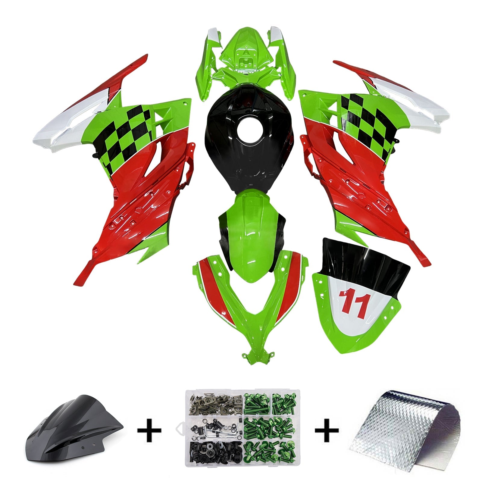 Kit di carenatura a iniezione, carrozzeria in plastica ABS per Kawasaki EX300 Ninja300 2013-2024