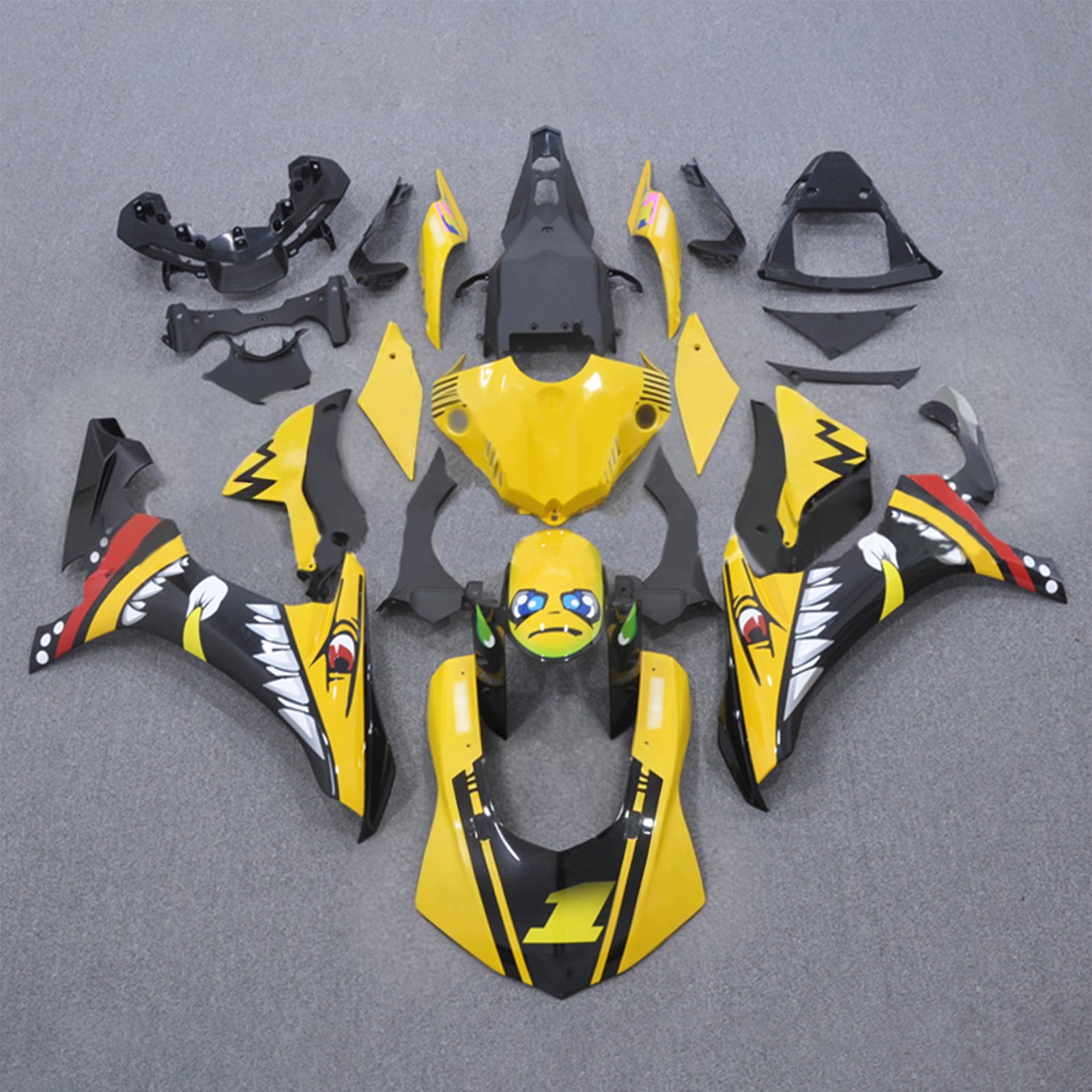 Kit de carénage en plastique ABS injecté compatible avec Yamaha YZF 1000 R1 2015-2019