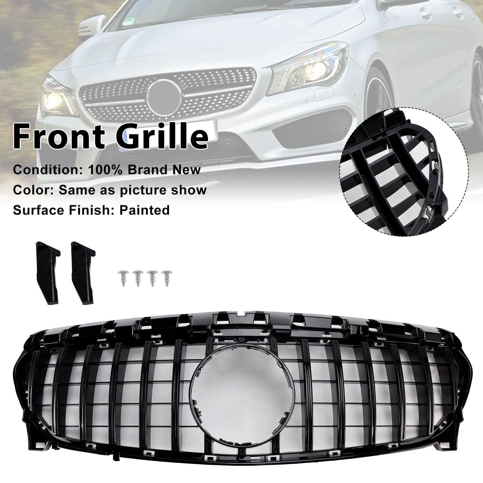 GT Style Front Bumper Grill Grille Pour Mercedes Benz CLA-CLASS W117 CLA250 2013-2019