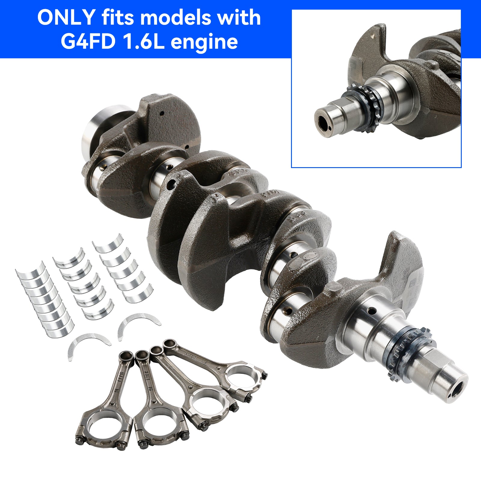 Vilebrequin et bielles et roulements pour moteur G4FD 1,6 L pour Hyundai Accent Kia Rio Soul