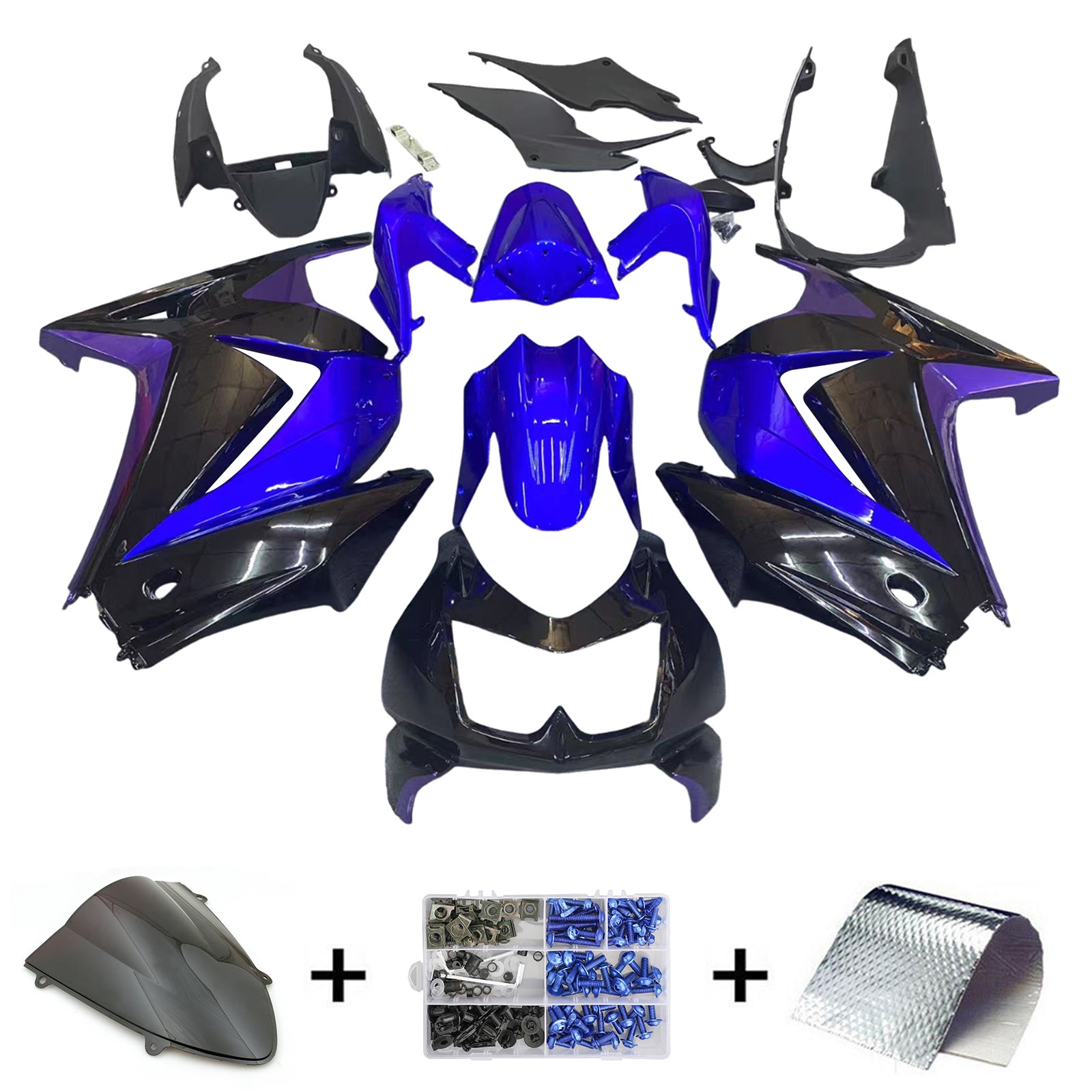 Kit de carénage par injection, carrosserie en plastique ABS, compatible avec Kawasaki EX250/Ninja250R 2008-2012