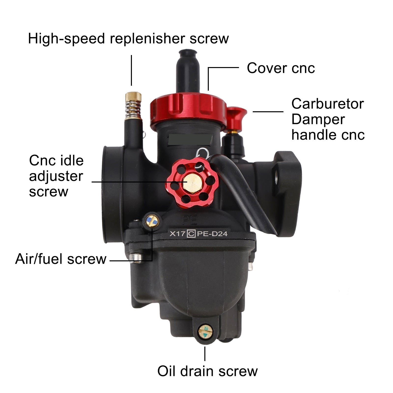 Carburateur de 24 mm pour quad, moto tout-terrain et karting de 140 à 150 cm³.