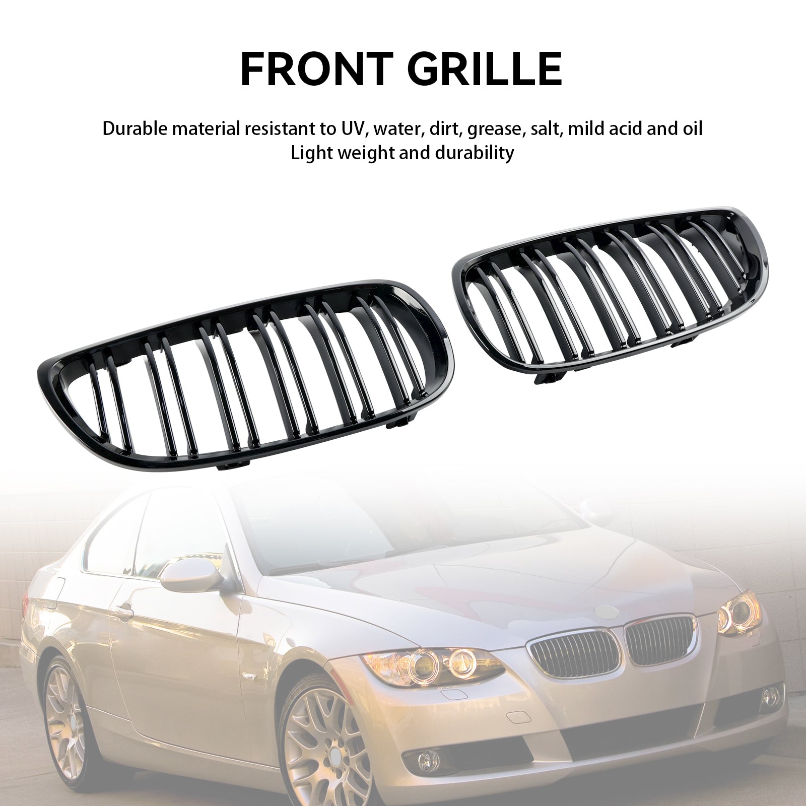 Grille de calandre avant noire brillante pour BMW Série 3 M3 (E92/E93) 2008-2013