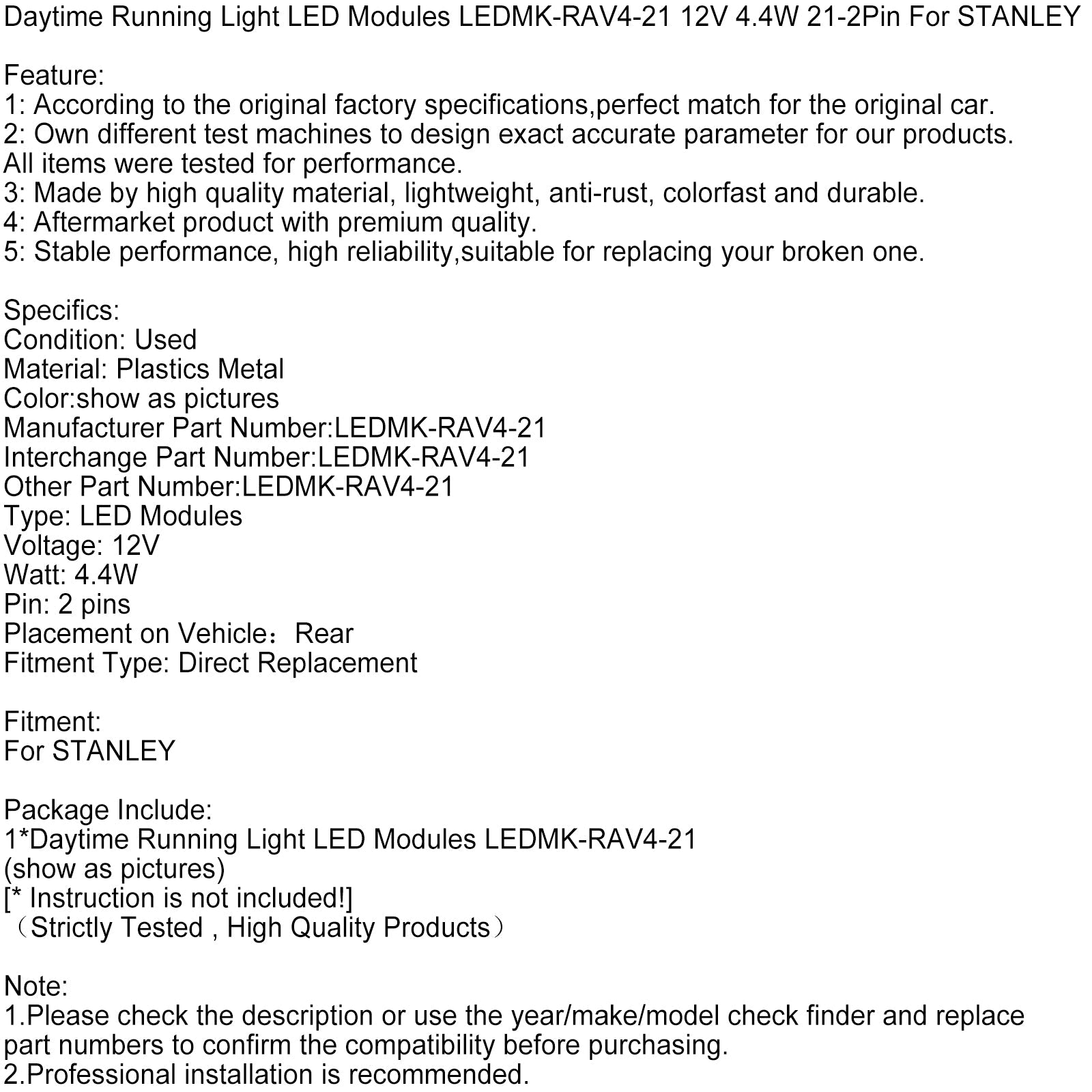 LEDMK-RAV4-21 12 V 4,4 W 21-2 Broches LEDM LEDM LED Moduli per Stanley