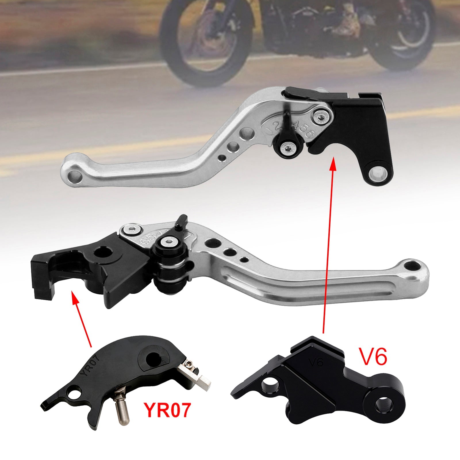 Nouveau levier de frein et d'embrayage court compatible avec YAMAHA XSR900 XSR900GP MT-09 MT-09SP 24-25