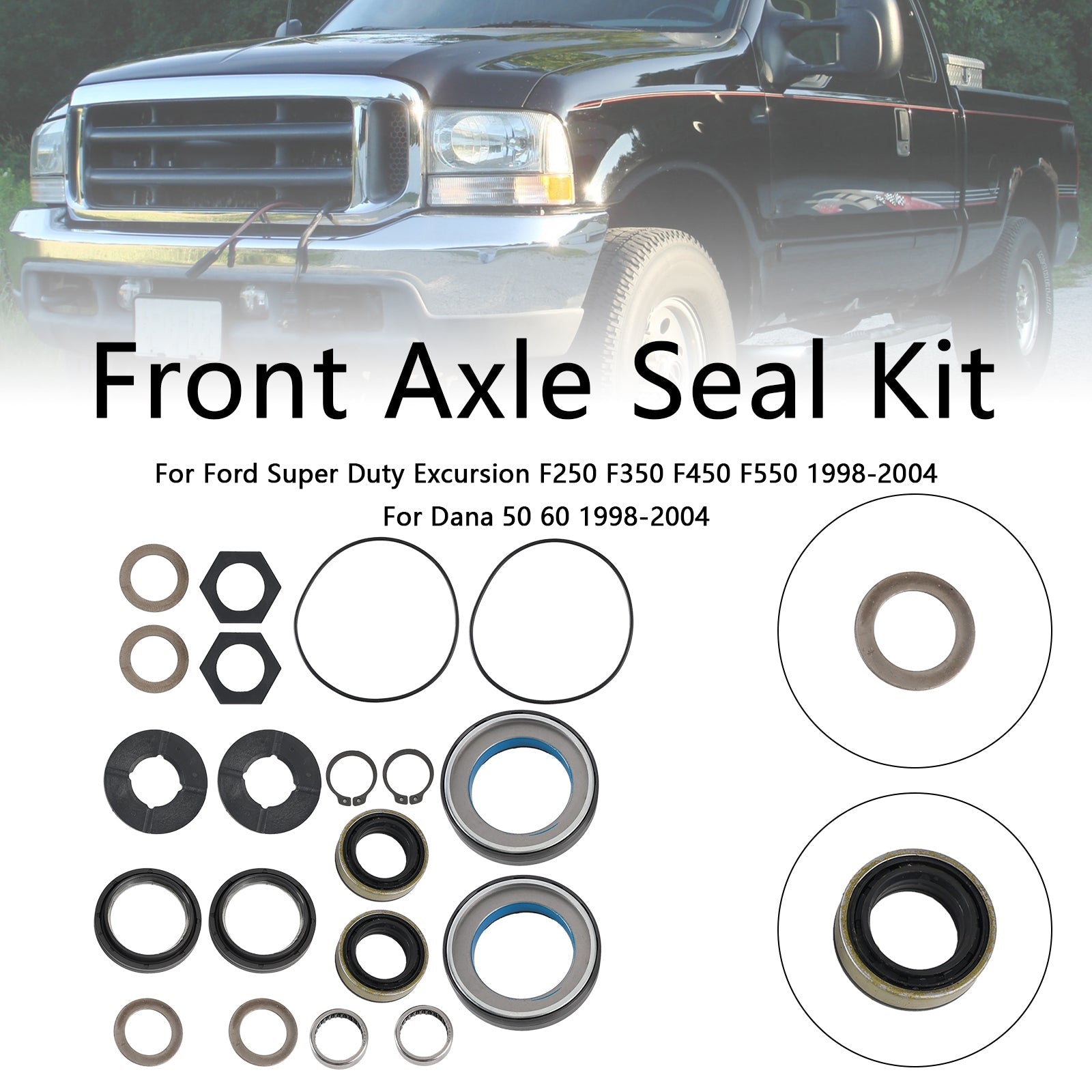 Kit di giunto per assi anteriori e rondella di arresto per Ford Super Duty Excursion F250 F350 F450 F550 1998-2004