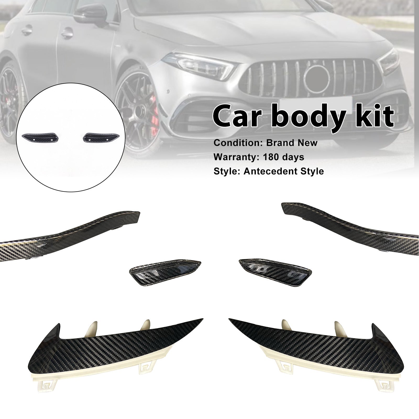 Kit carrosserie en fibre de carbone pour pare-chocs avant, compatible avec Mercedes-Benz Classe A W177 A45 (2019-2023) et W177 A45S.