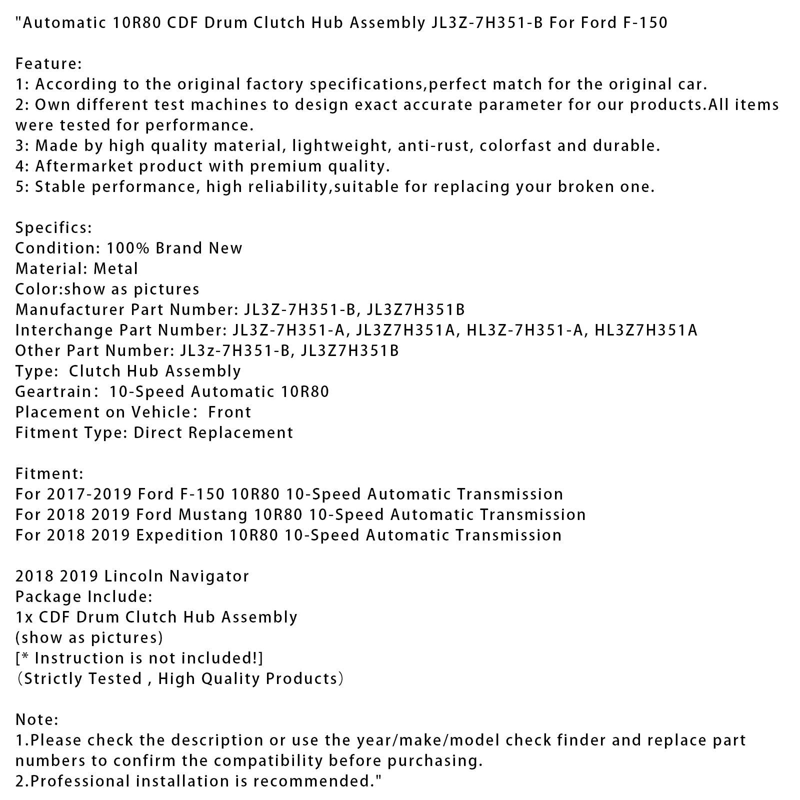 Rumpukytkin ja automaattinen napa CDF 10R80 10 Speeds Expedition 2018-2019 JL3Z 7H351-B