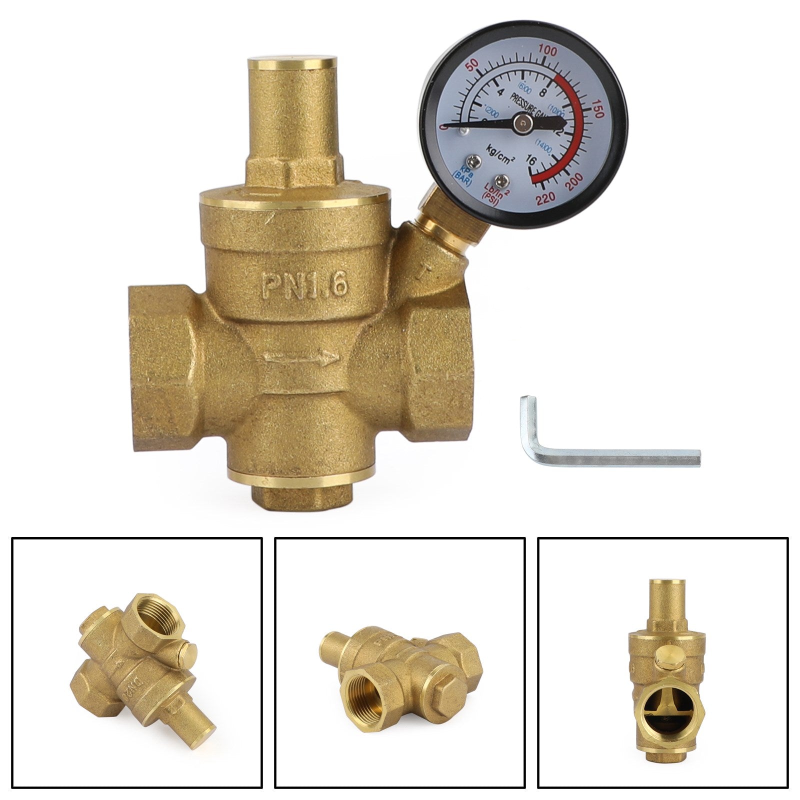 DN20 NPT 3/4" Réglable Laiton Eau Régulateur De Pression Réducteur Avec Jauge