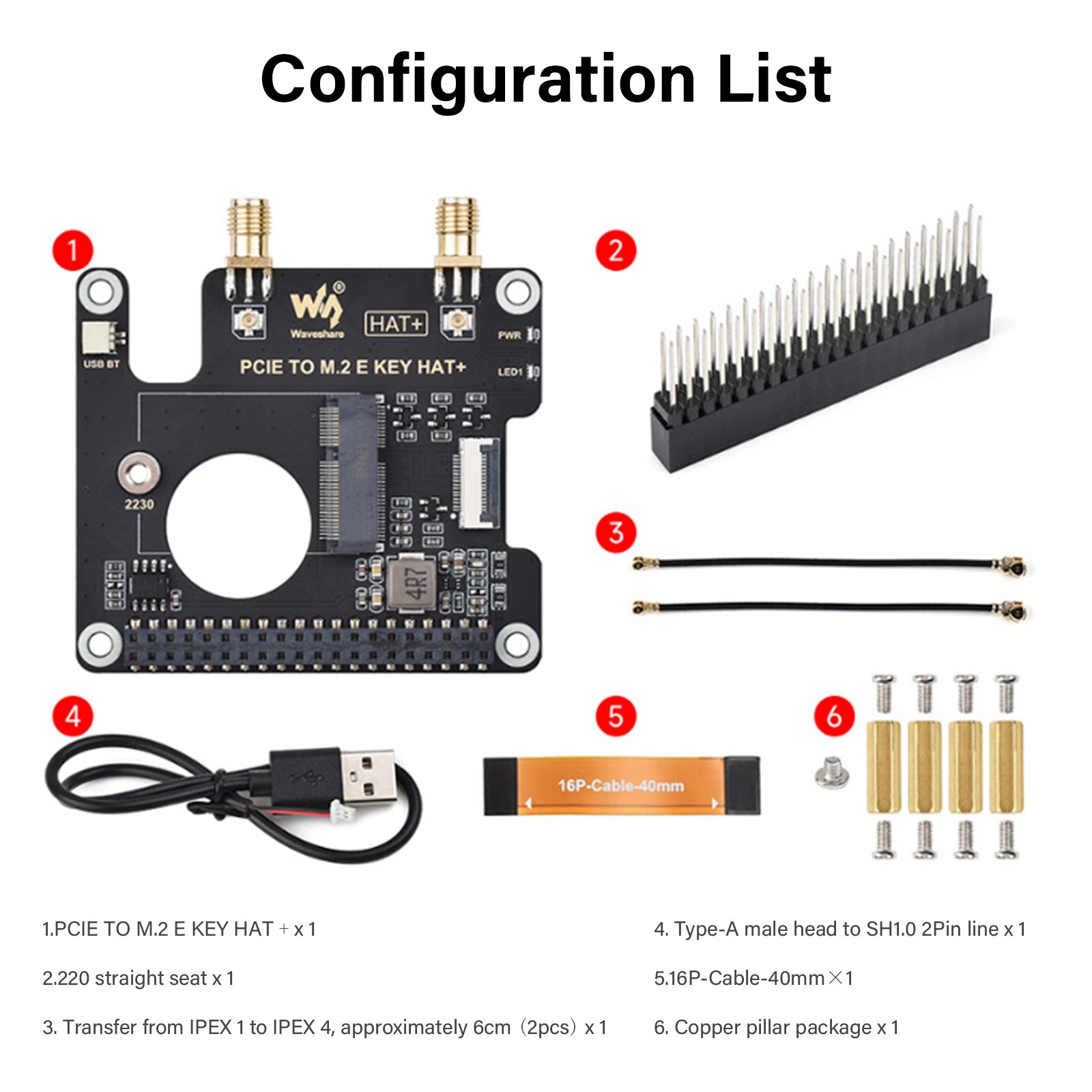 Carte d'extension Raspberry Pi 5 PCIe vers M.2 E Key pour carte réseau sans fil NGFF
