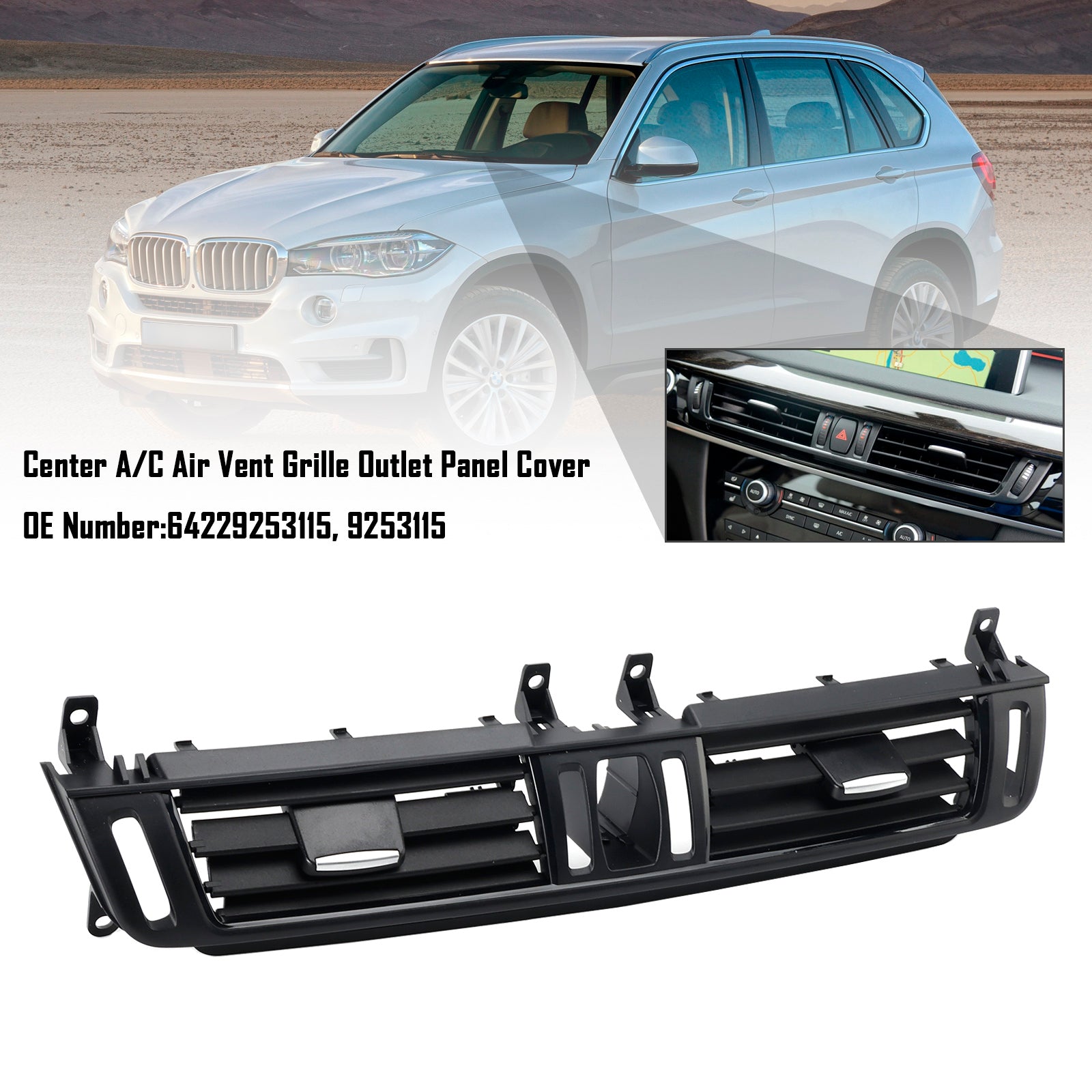 Sortie d'aération centrale du tableau de bord pour BMW X5 M F85 2014-2018 64229253115 9253115