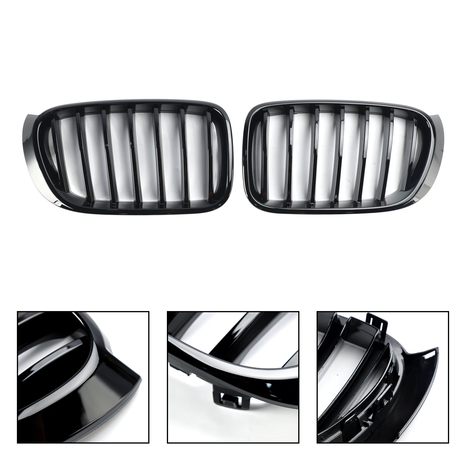 Parrilla de parachoques delantero negro brillante para BMW X3 X4 F25 F26 2014-2017