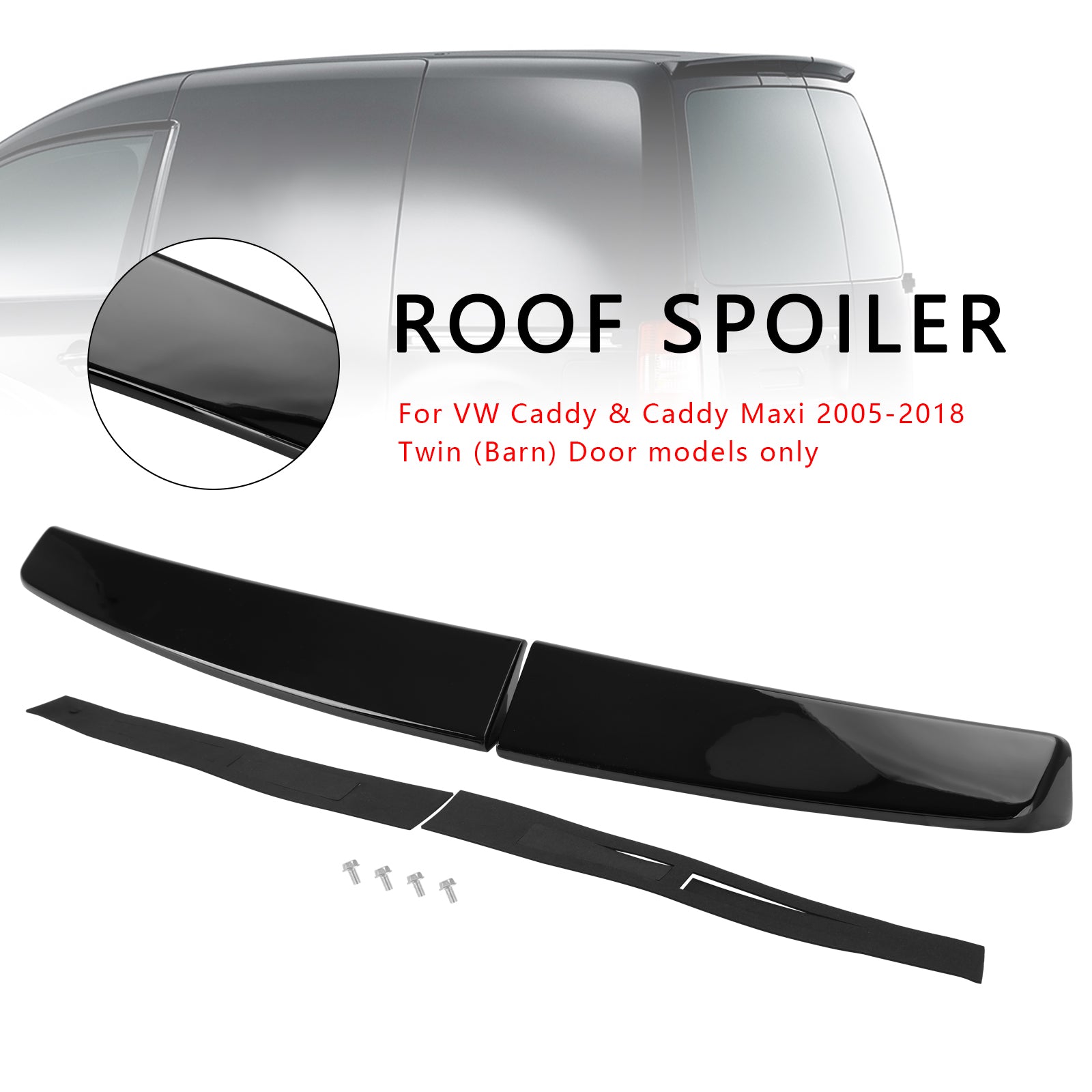 Gloss Black Rear Twin Barn Door Trunk Spoiler Pour VW Caddy Maxi 2005-2018