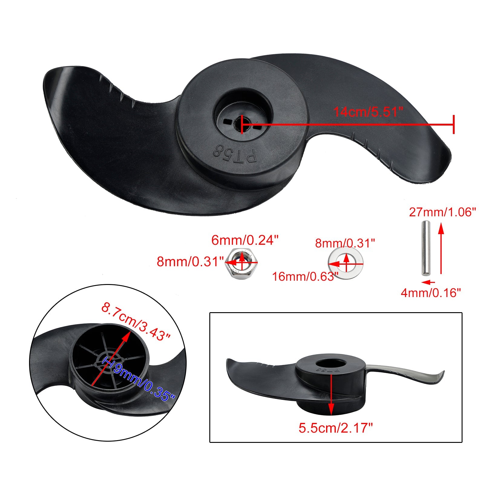 Hélice Weedless Wedge 2 para motor de pesca por curricán de 3-5/8" de diámetro 2091160