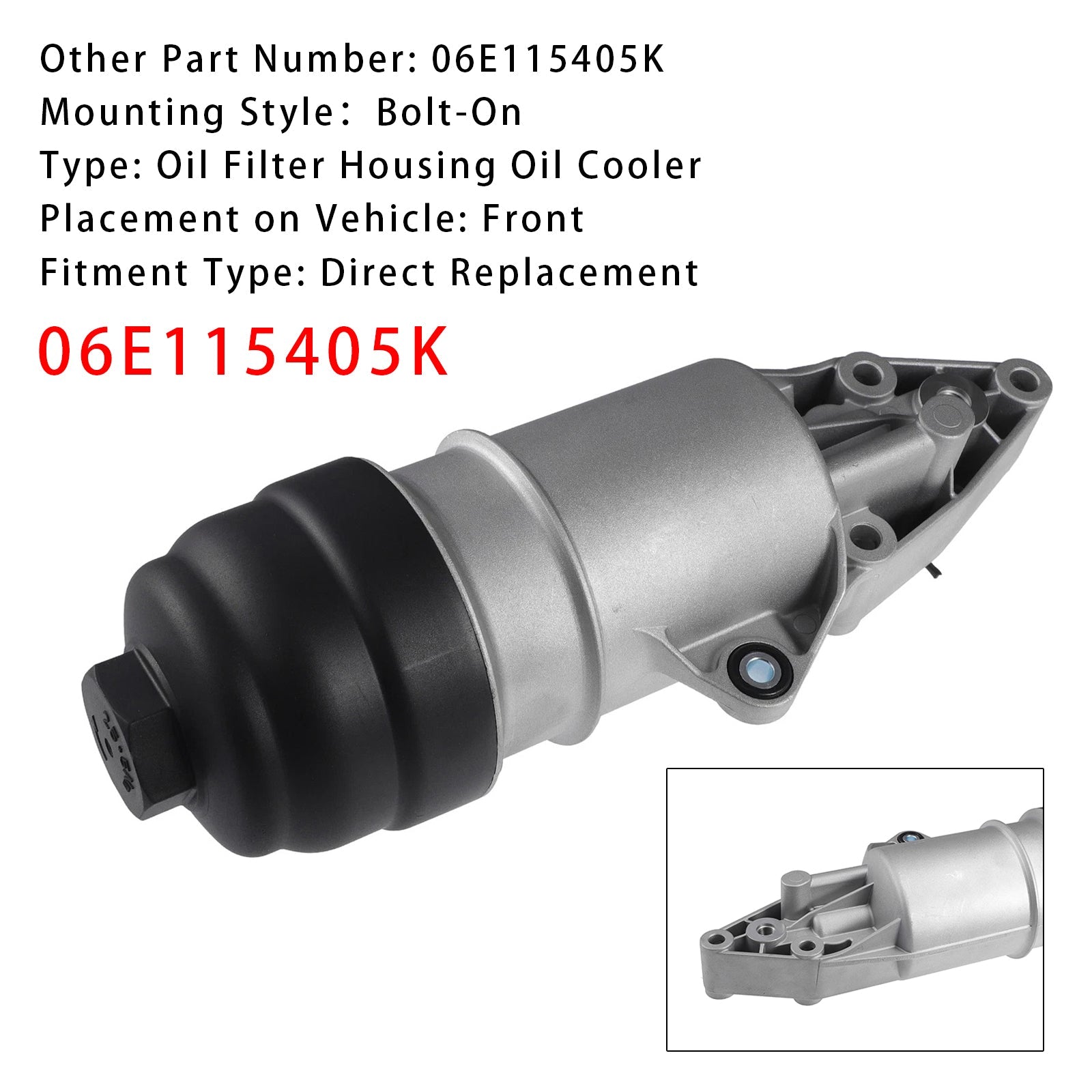 Filtre à huile pour refroidisseur d'huile moteur Audi A6 2006-2015 06E115405K