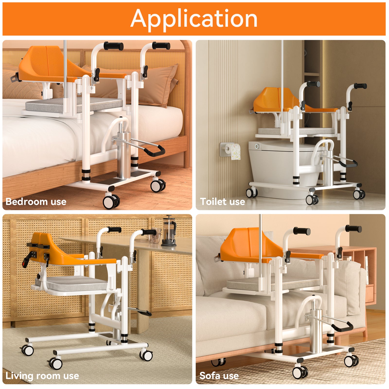 Levante hidráulico silla de ruedas salvavidas para transporte grande para pacientes divididos 180 ° SIEGE