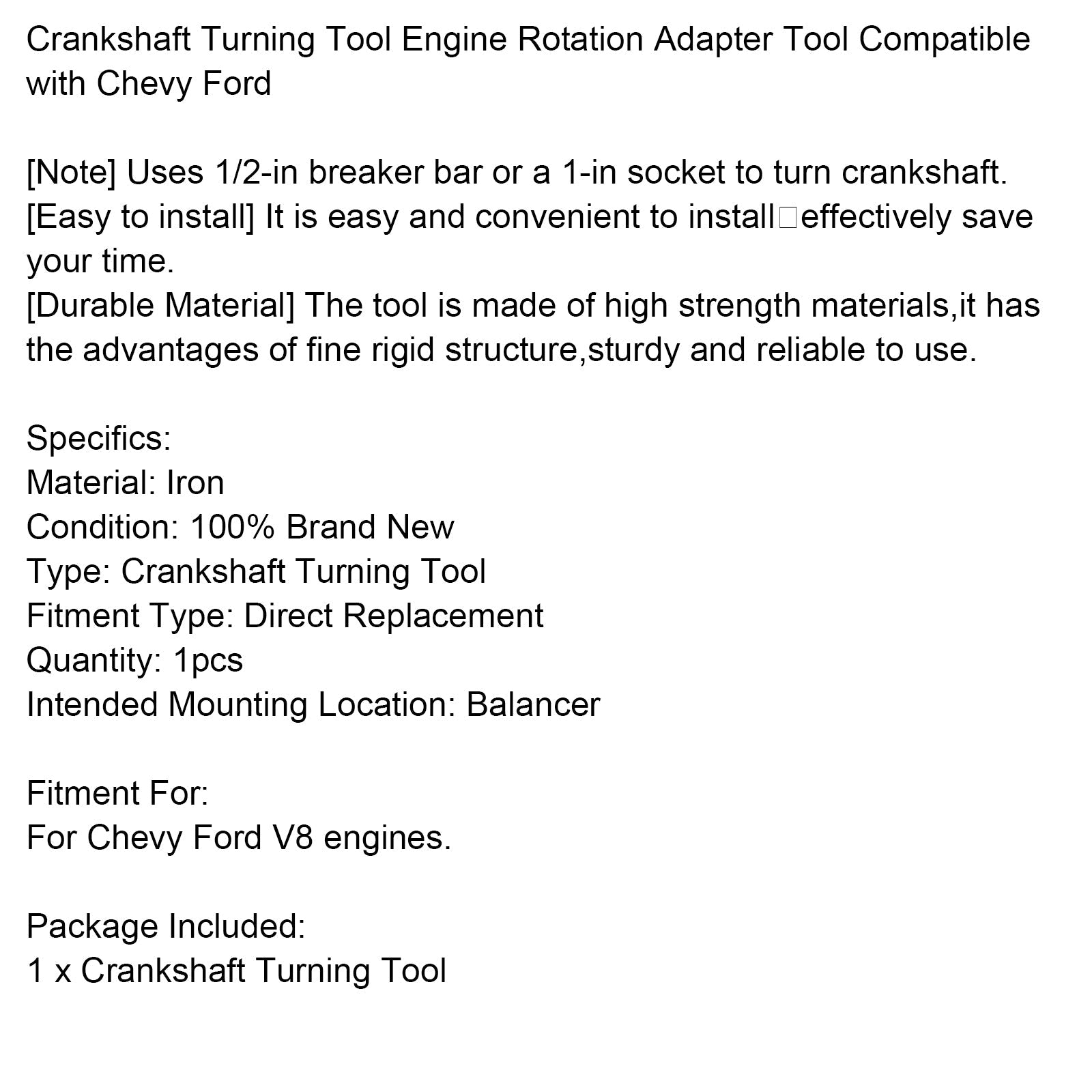 Orodje za vrtenje ročične gredi za adapter za vrtenje motorja za motorje Chevy Ford V8