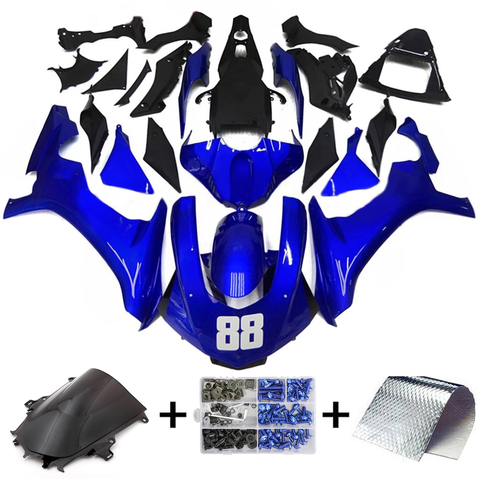 Kit de carénage en plastique ABS injecté compatible avec Yamaha YZF 1000 R1 2015-2019
