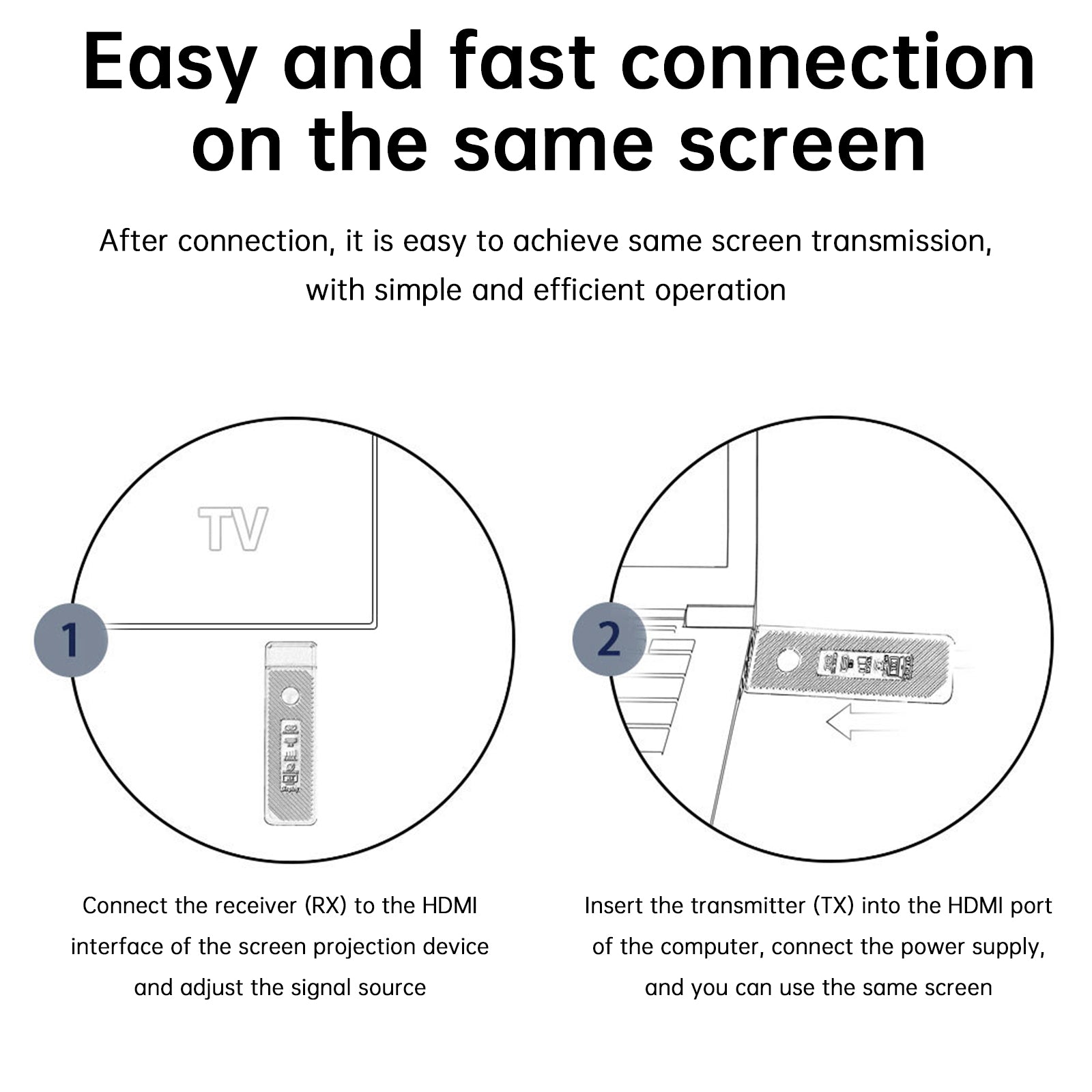 Projecteur sans fil HDMI pour même écran HD 1080P 50M, émetteur-récepteur vidéo