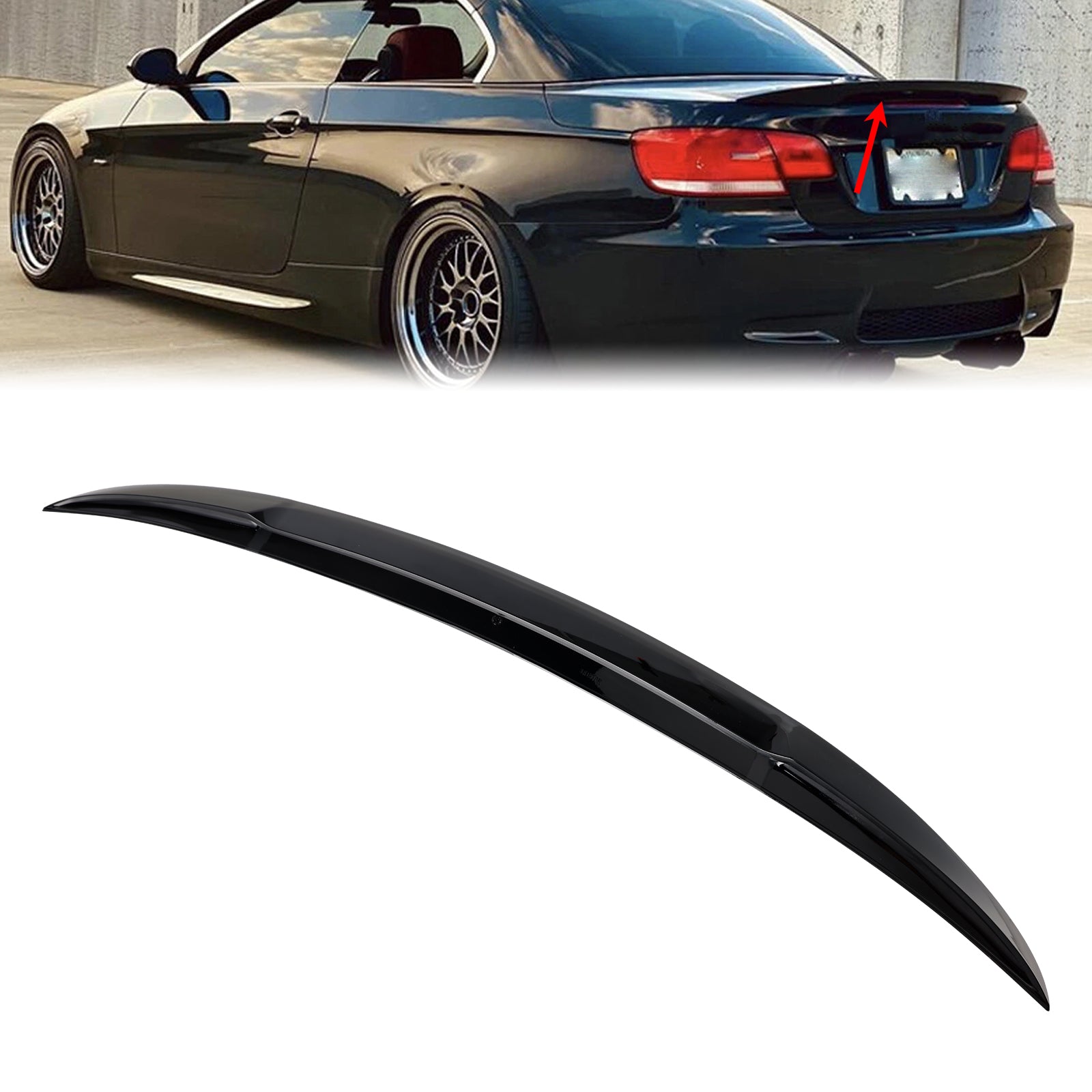 Spoiler posteriore per baule nero lucido per BMW Serie 3 E93 Cabrio 2 porte (2007-2013)