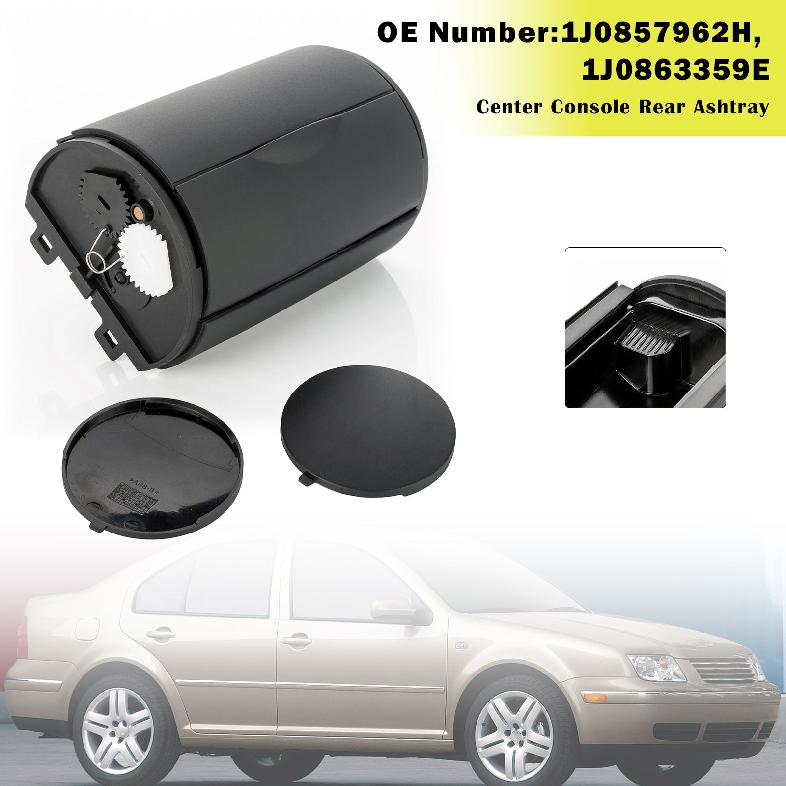 Črn zadnji pepelnik sredinske konzole 1J0857962H za VW Golf IV 4 1J1 1J5