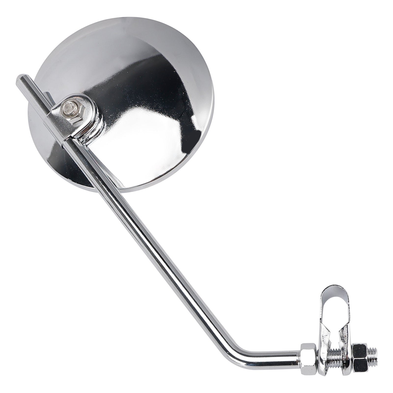 Paar universele chromen klemmontage motorfietsspiegels, rond, voor 7/8" sturen