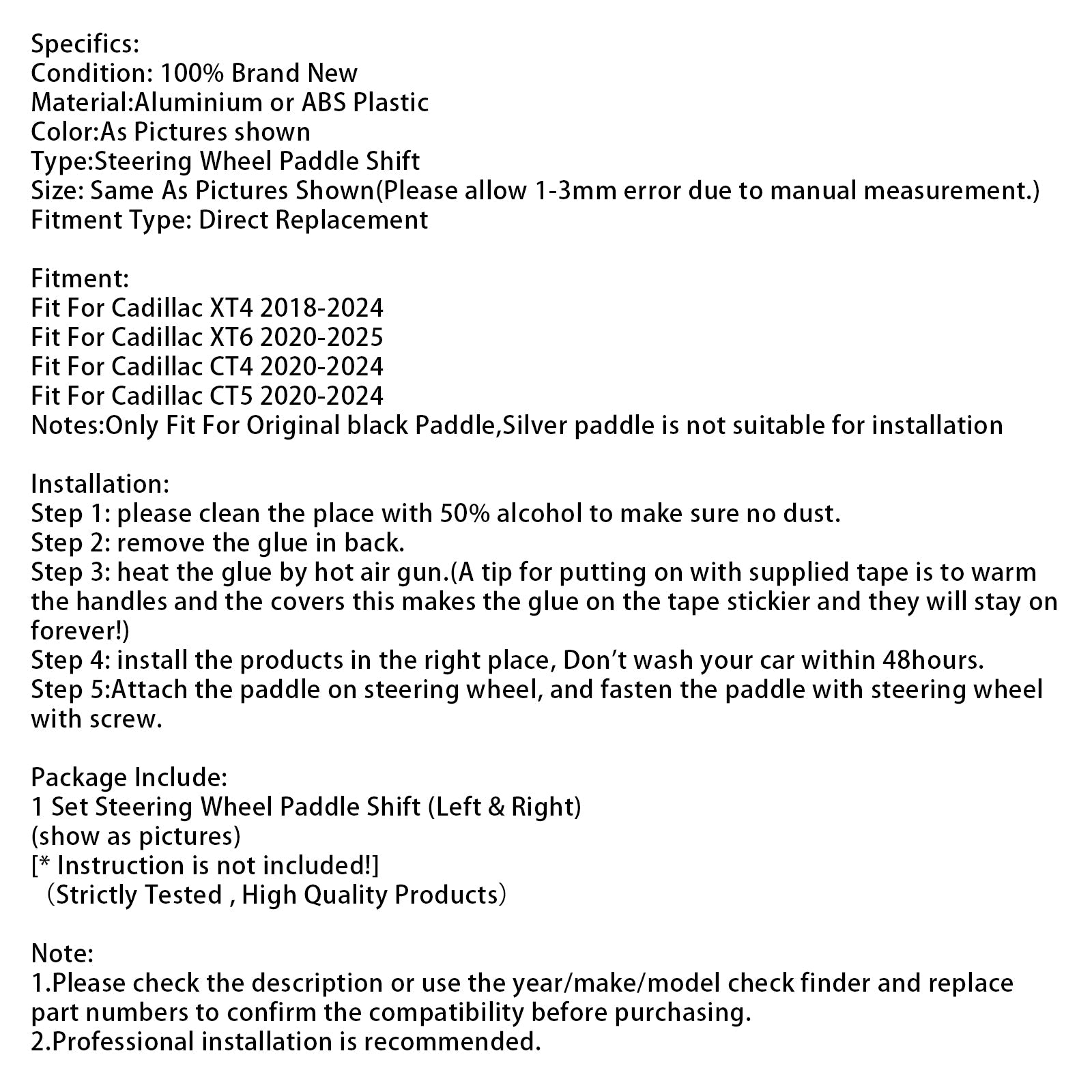 Uitbreiding van snelheidsverandering Pallets stuurwiel voor Cadillac XT4