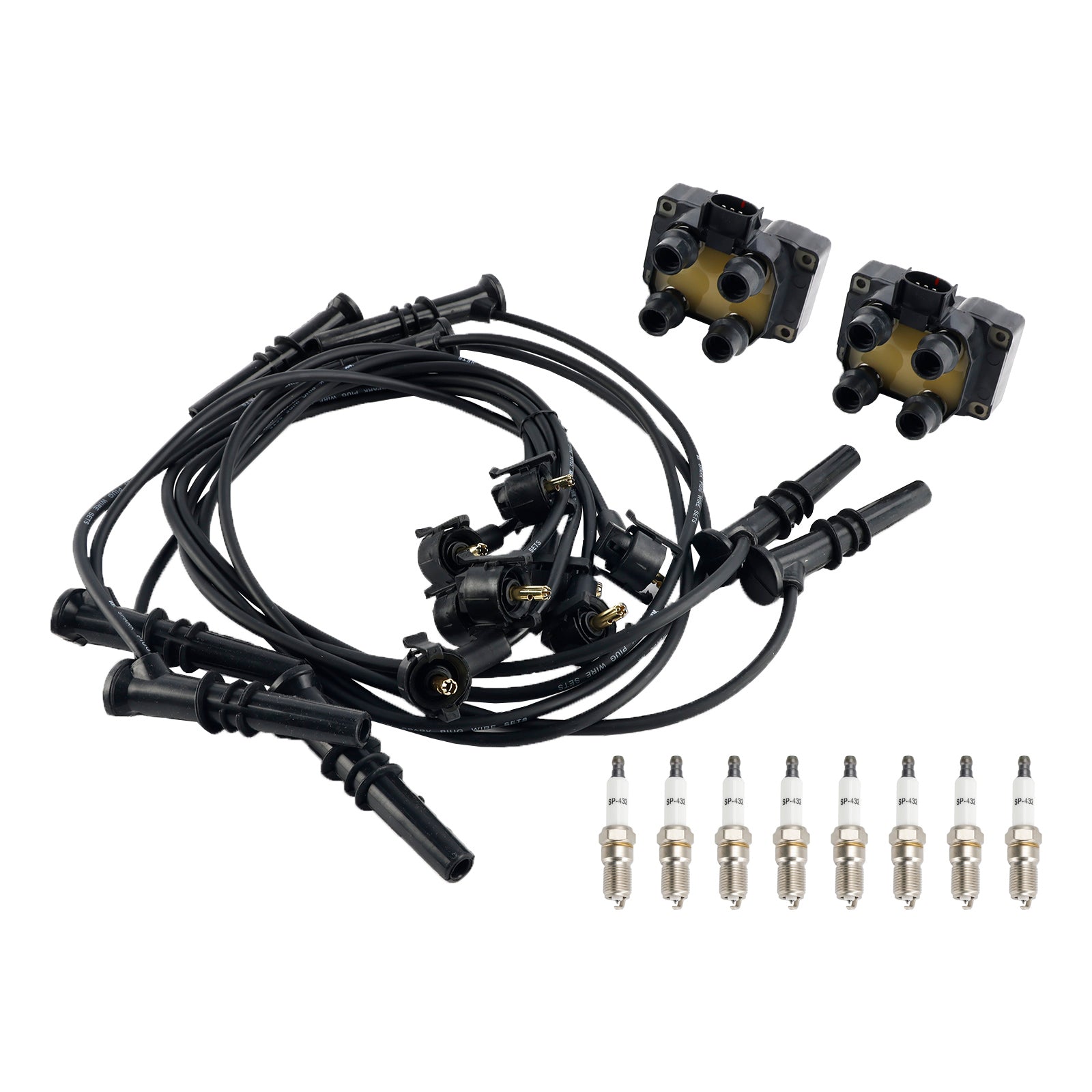Kit de bobinas de encendido (x2) + velas (x8) + juego de cable para expedición Ford - FD487 SP432