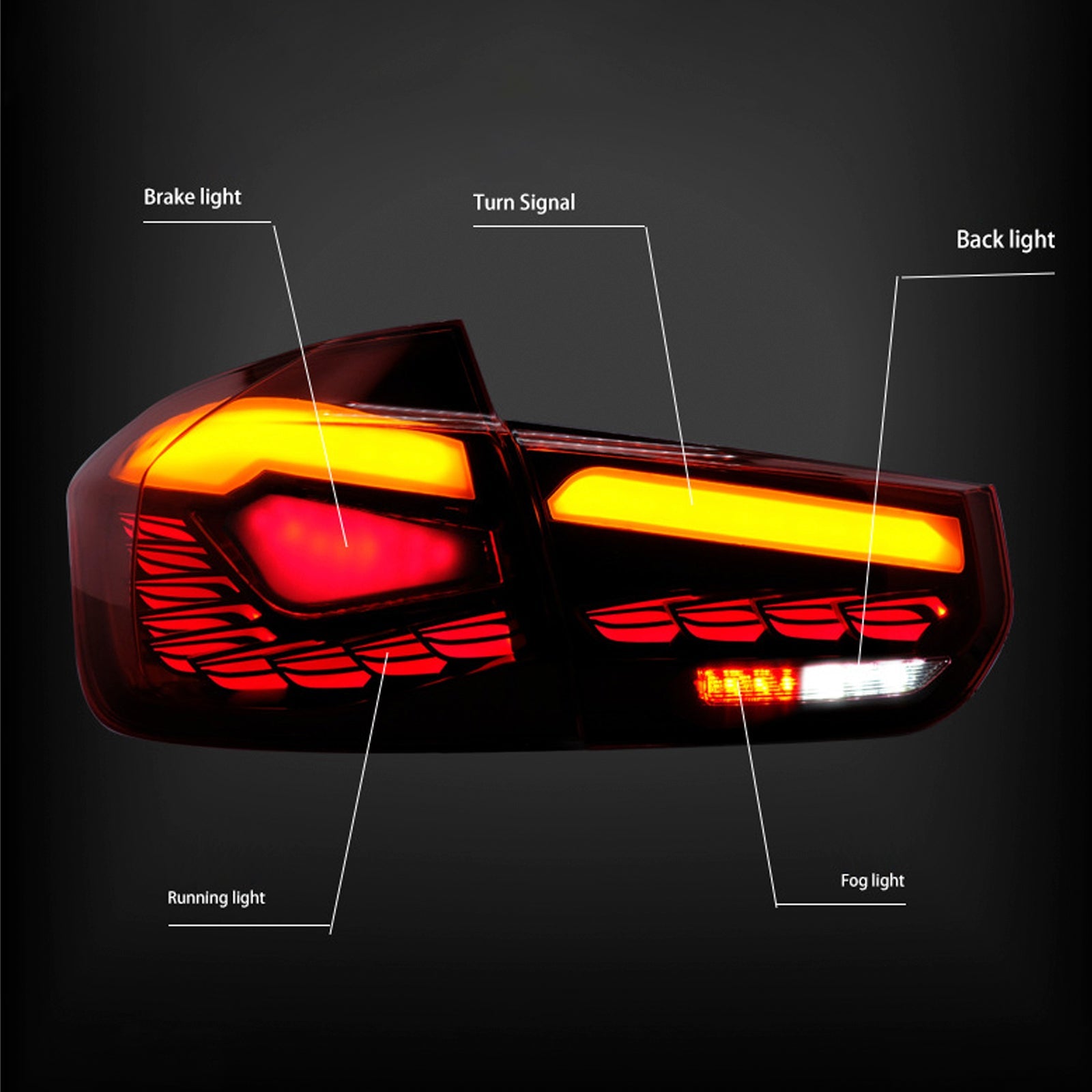 Luci posteriori a LED rosso per BMW 3 F30 330D/335D XDRive 2012-2018, assemblaggio di luci posteriori 63217313039 63217372793