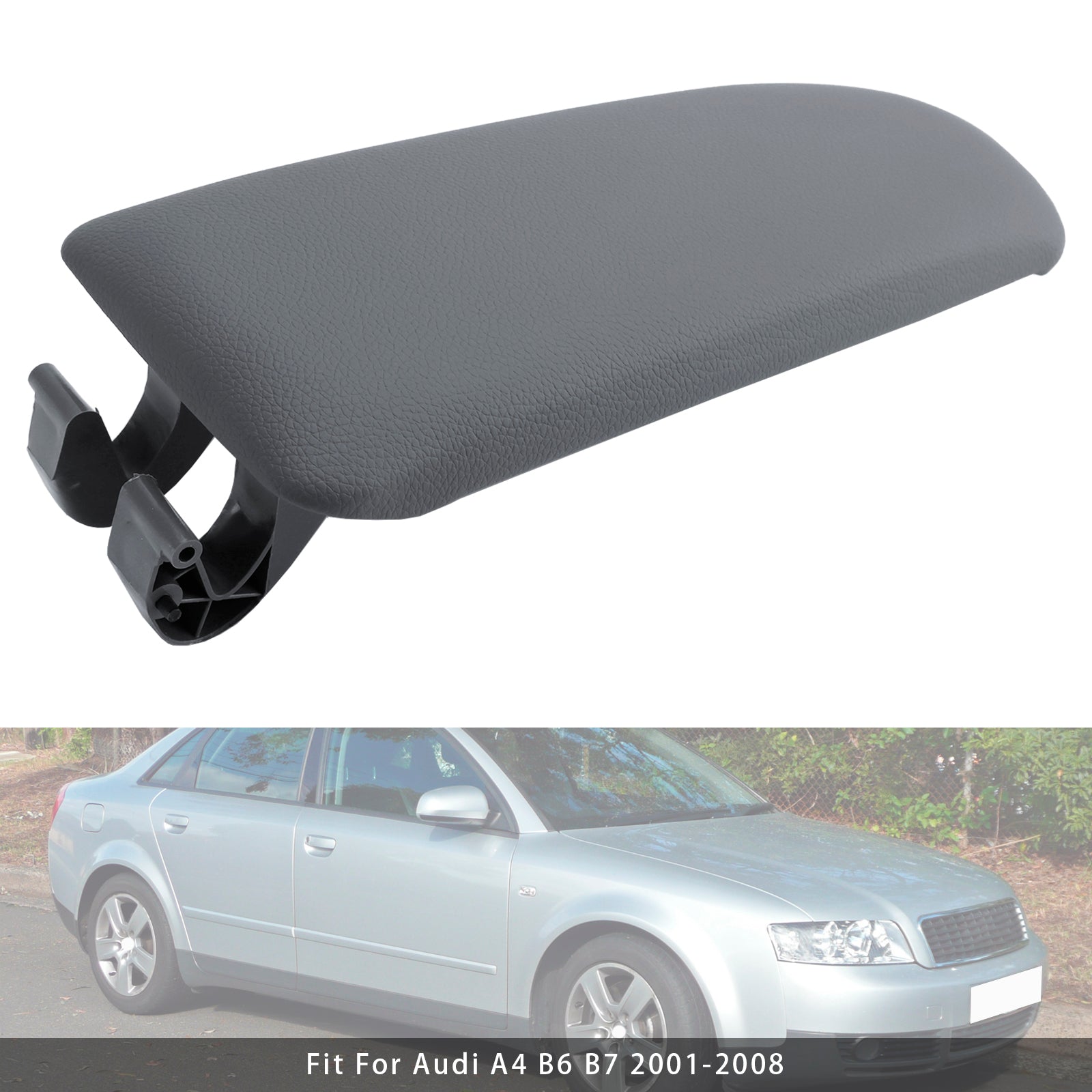 Couvercle de console centrale d'accoudoir en cuir gris pour Audi A4 B6 B7 2001-2008 8E0864245E