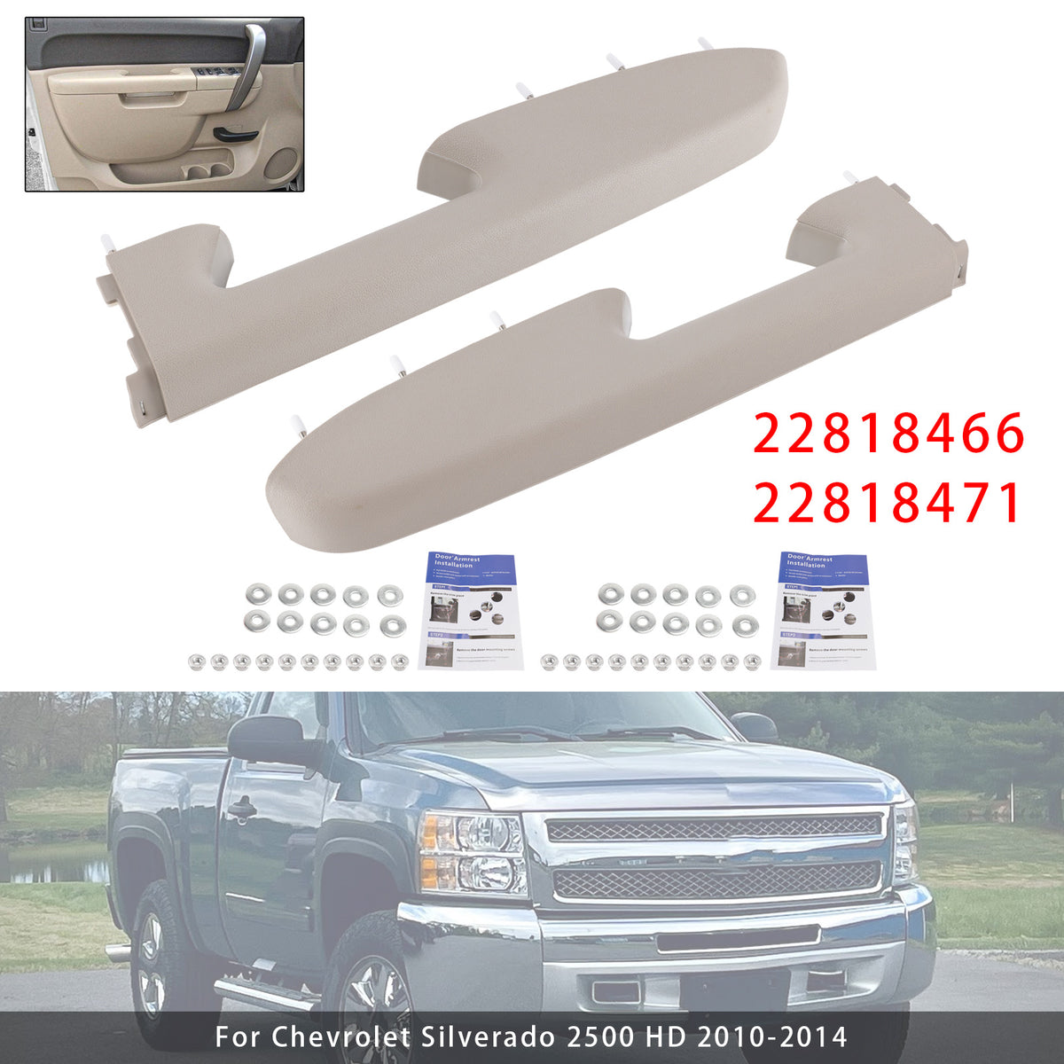 2010–2014 für Sierra 2500 HD Reparatur der vorderen Armlehne, Grau, 22818466