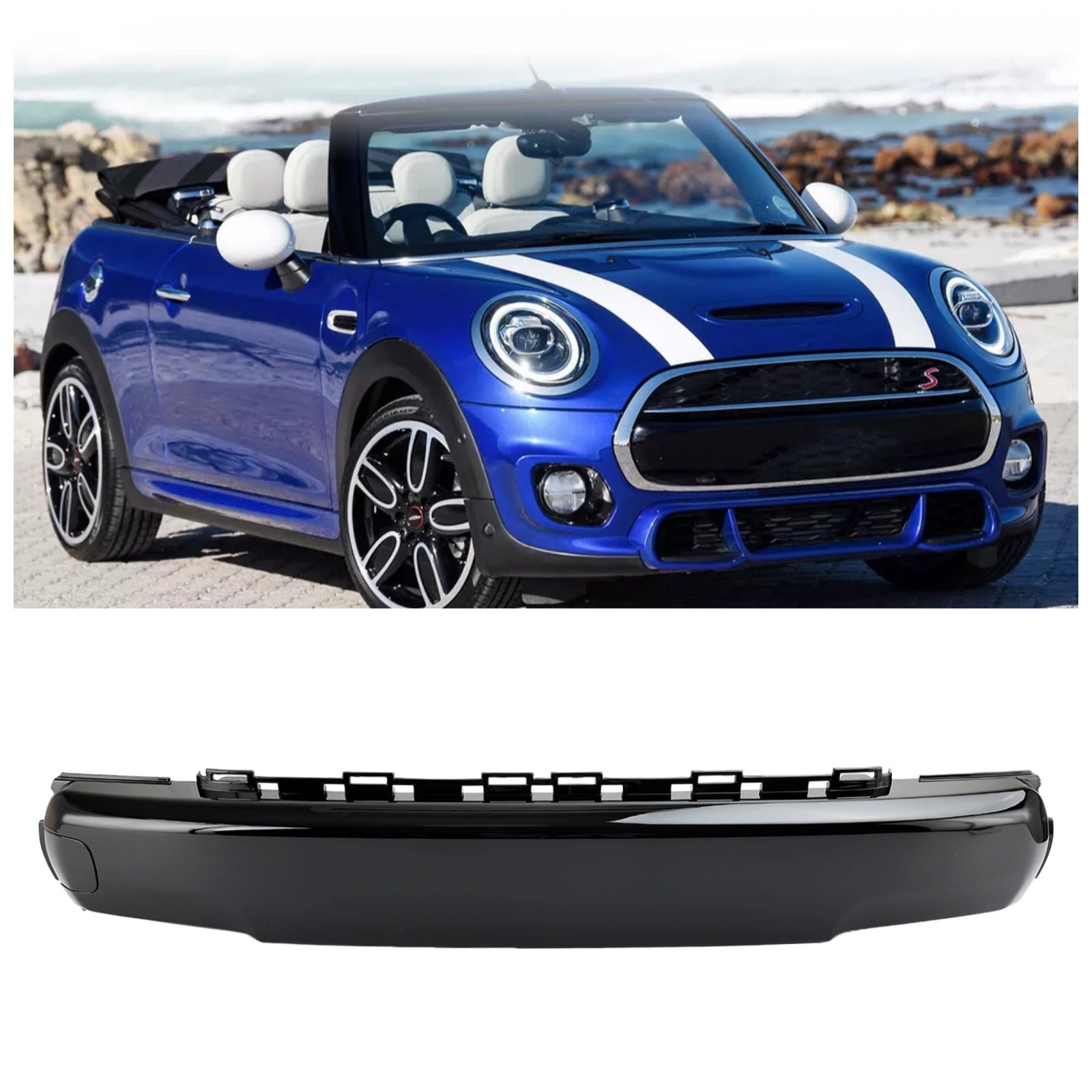 Couvercle de plaque d'immatriculation avant MINI F55 Cooper S 2013 – 2021, noir brillant 51117337791