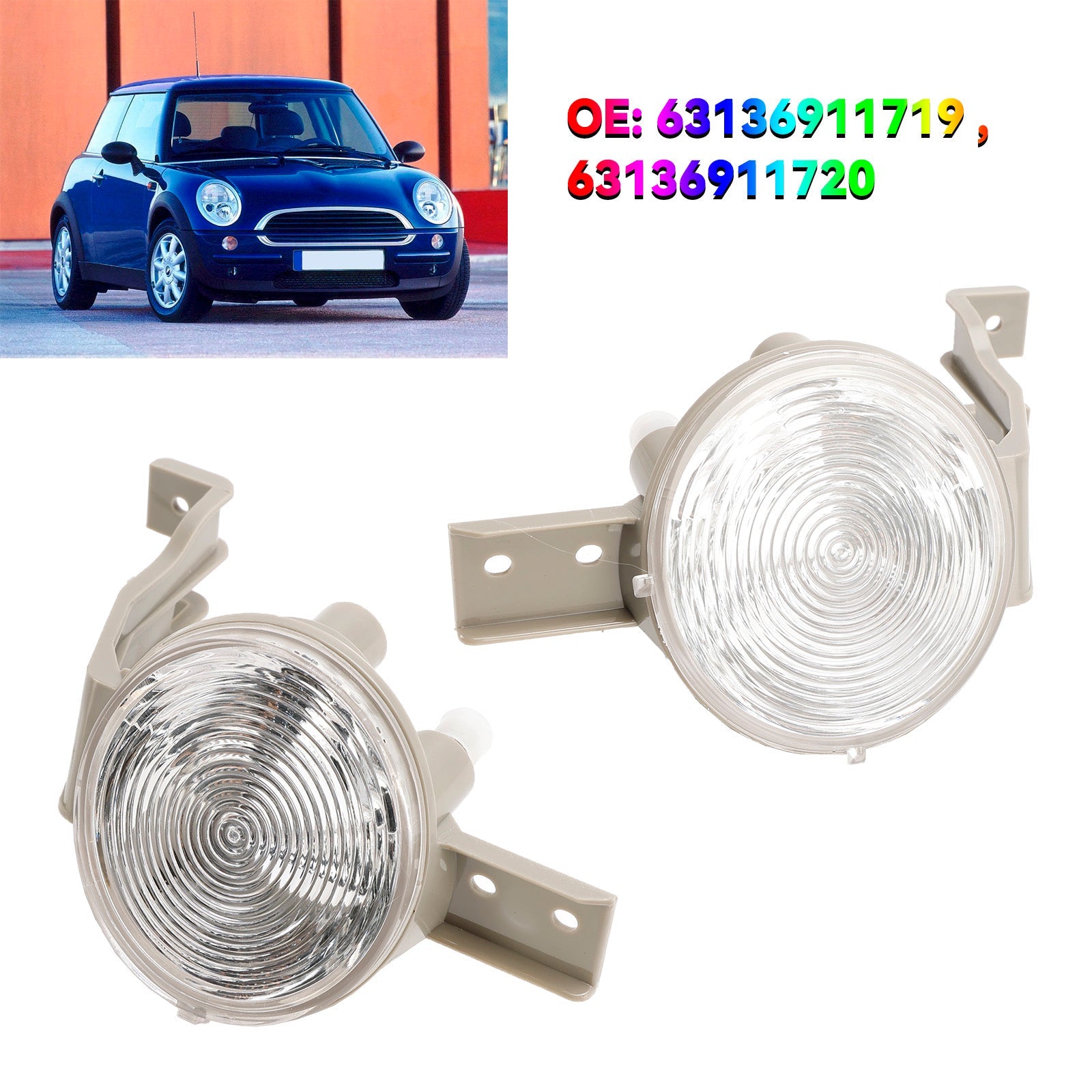 Par de lentes transparentes de luz intermitente delantera para Mini Cooper