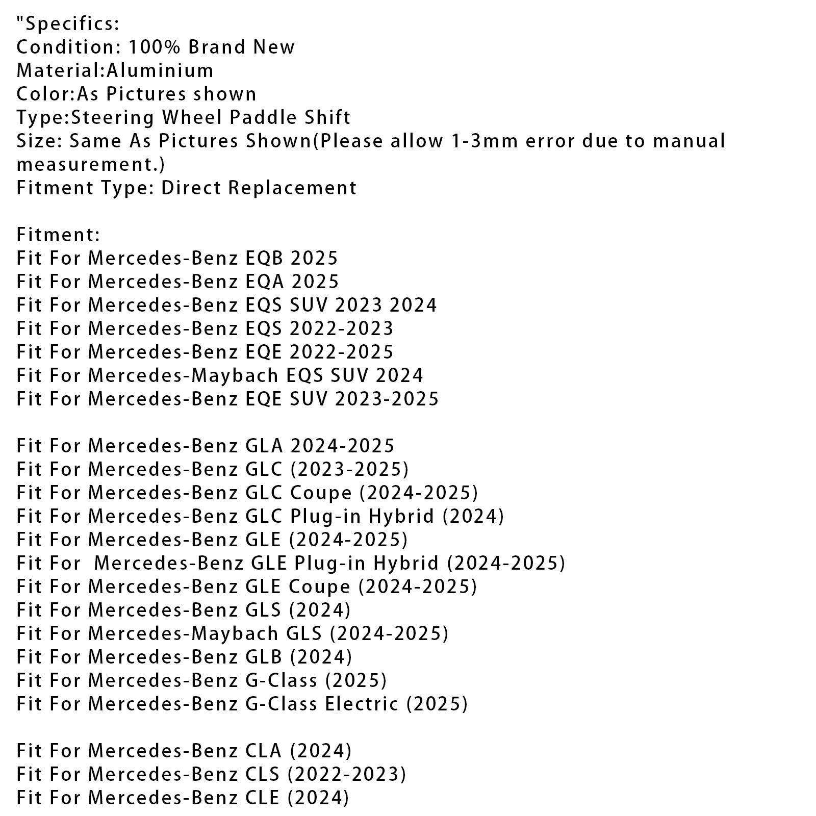 Extension de palettes de changement de vitesse au volant en aluminium pour Benz AC GLE 2022 et plus