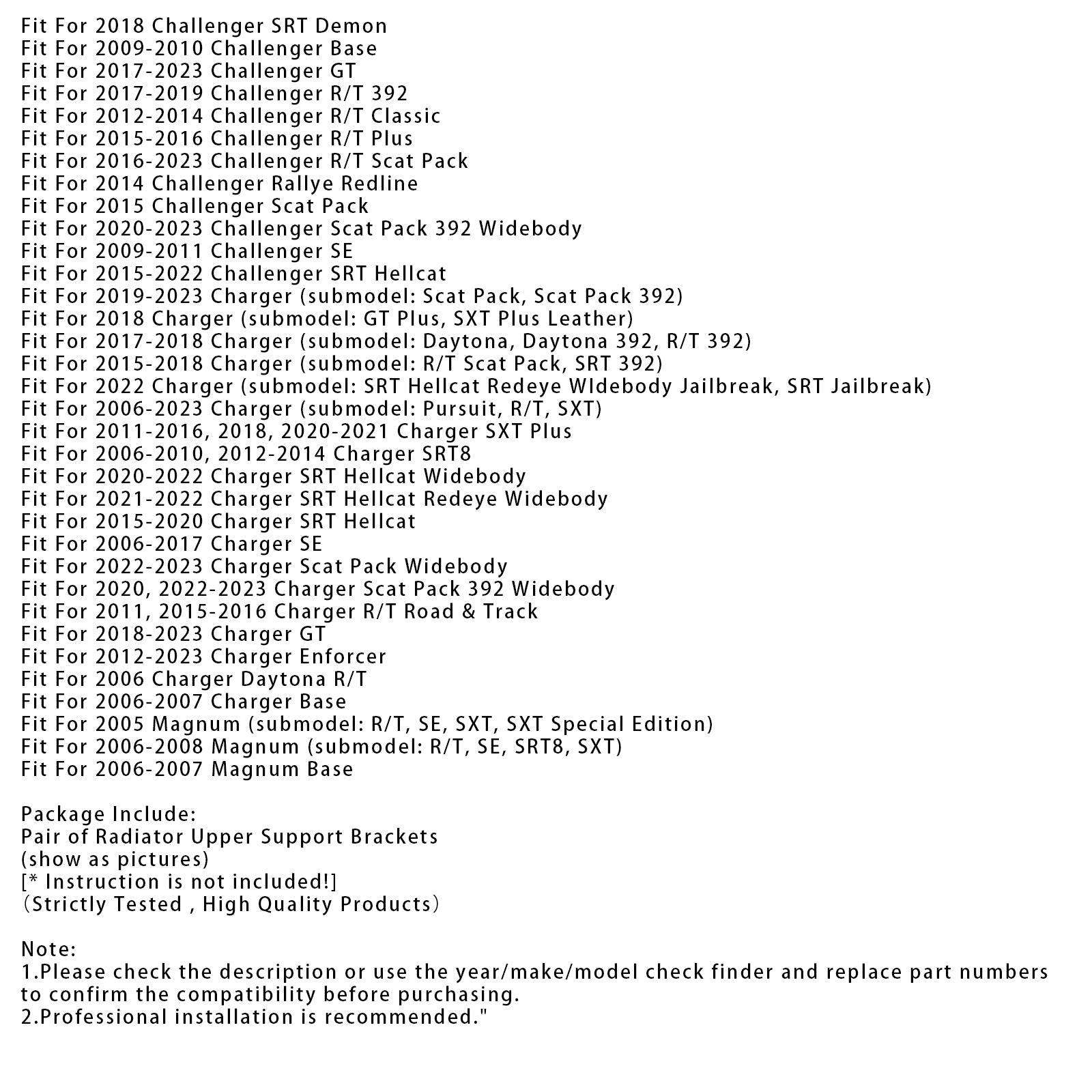 Pari jäähdyttimen ylätukea Dodge Chryslerille 04596474AD