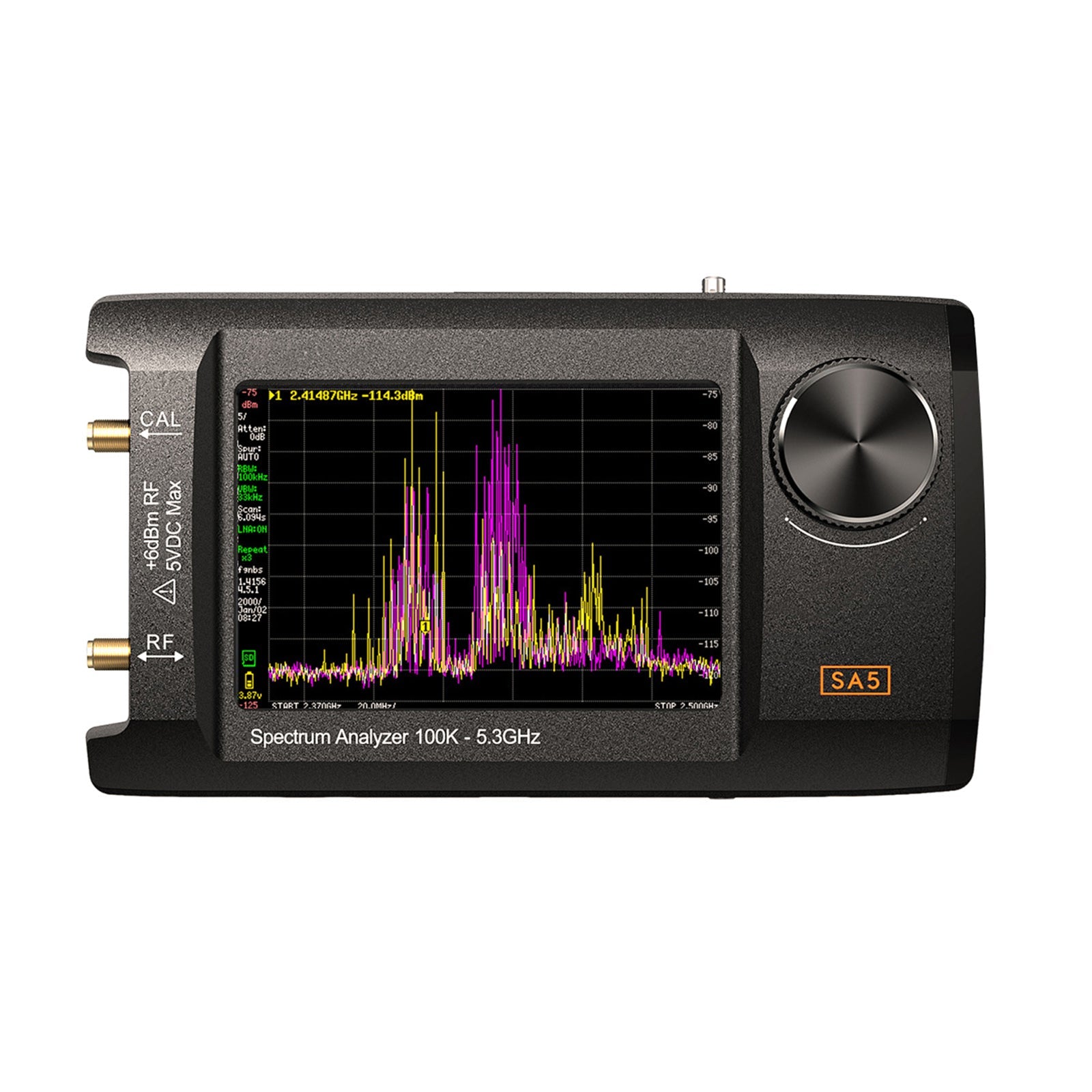 Analyseur de spectre multifonction SA5 avec écran LCD IPS 4 pouces, générateur de signaux 100 kHz à 5,3 GHz