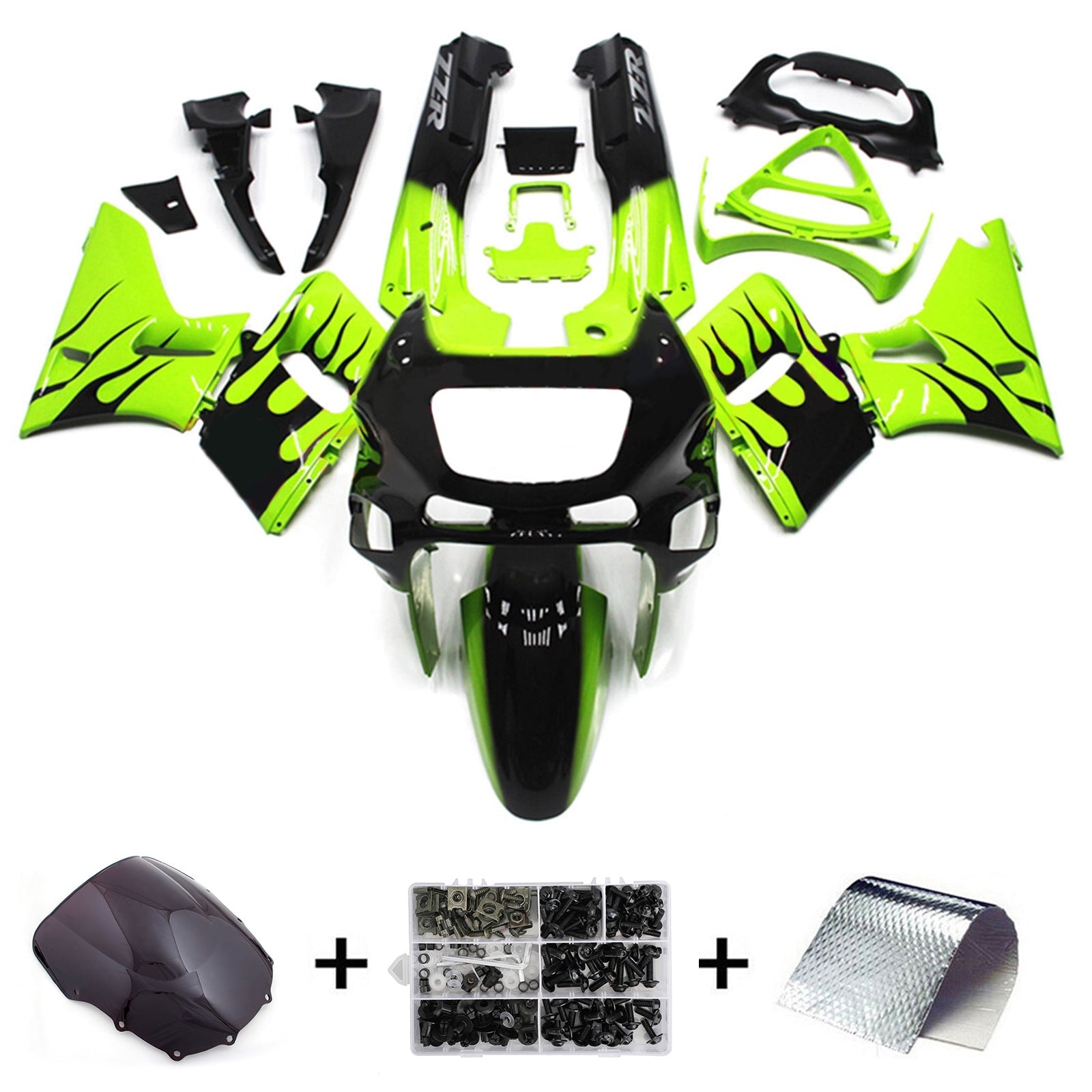 Kit de carenado de inyección Bodywork ABS de plástico adecuado para Kawasaki ZZR400 1993-2007 ZZR600 1998-2003