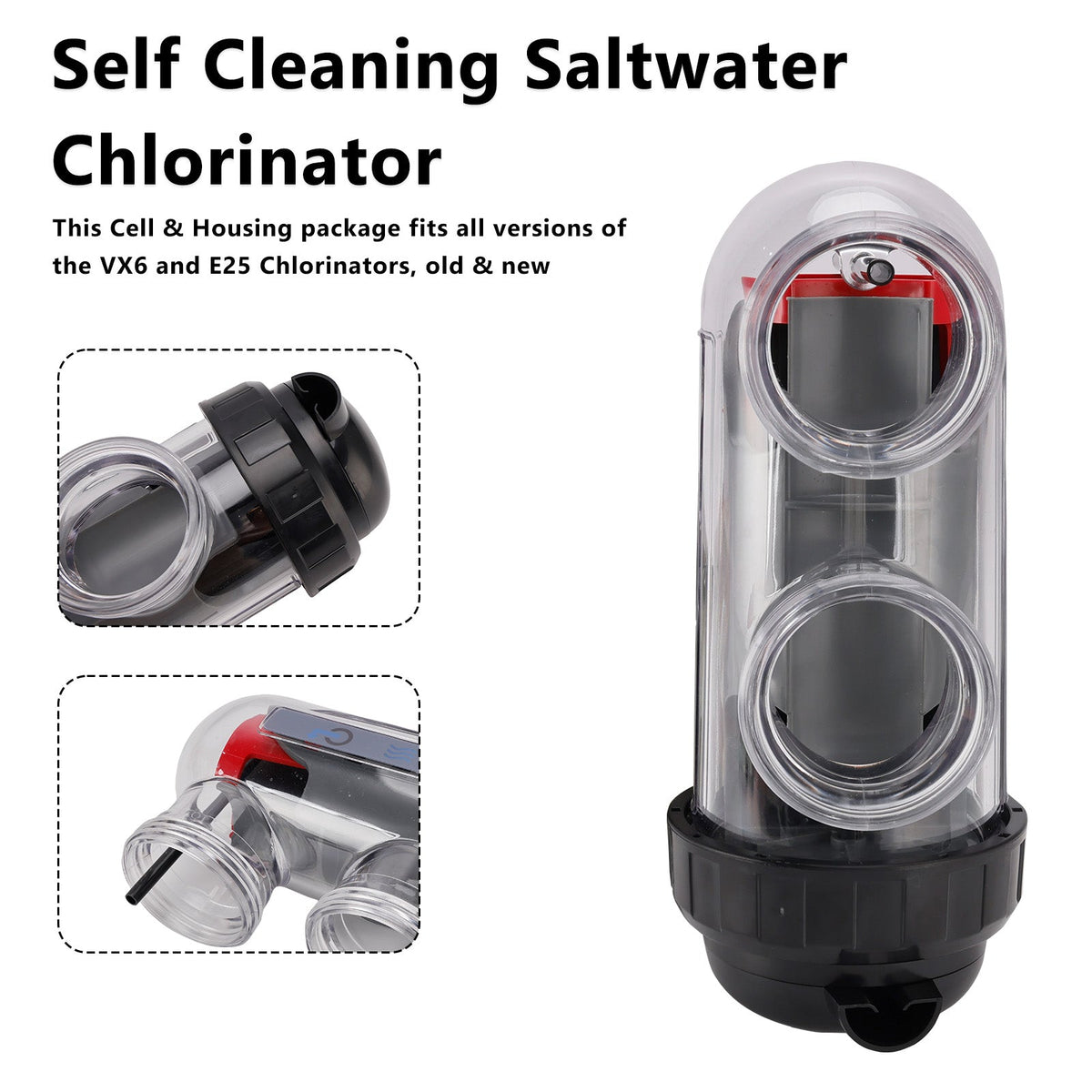 Cellule de remplacement pour chlorinateur à eau salée avec boîtier de cellule pour Astral/Hurlcon VX6/E25