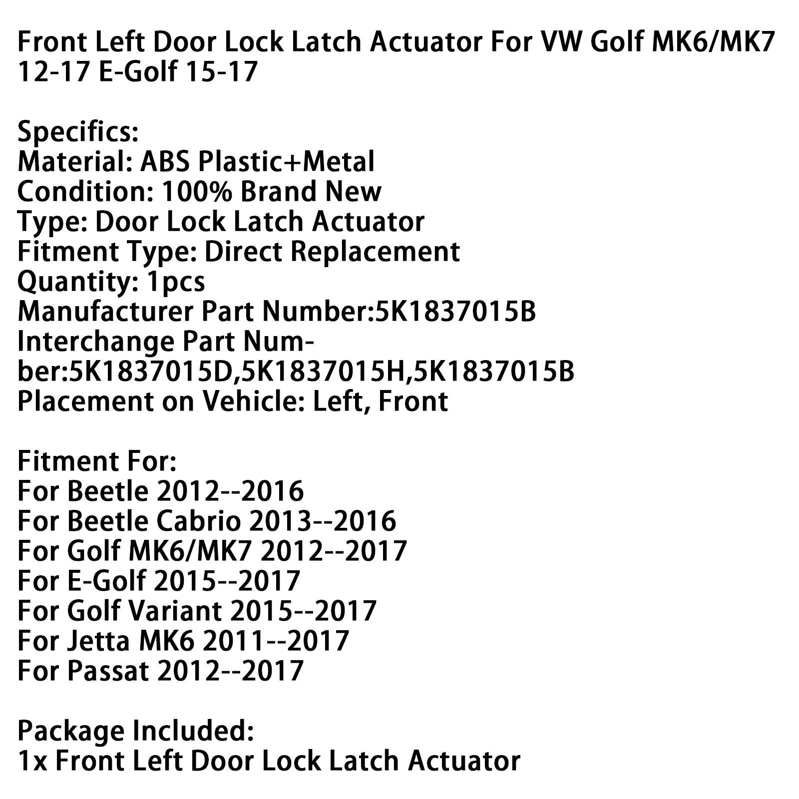 Golf MK6/MK7 2012-2017 ja E-Golf 2015-2017