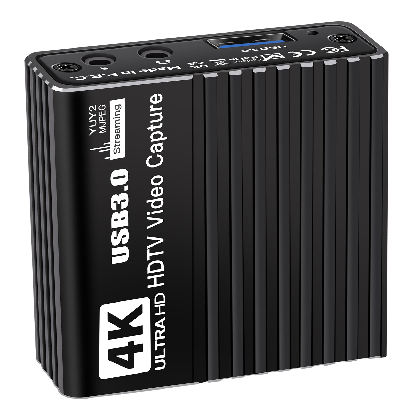 Carte de capture vidéo USB 3.0 Boîtier d'enregistrement HDMI 4K Microphone de diffusion en direct de jeu