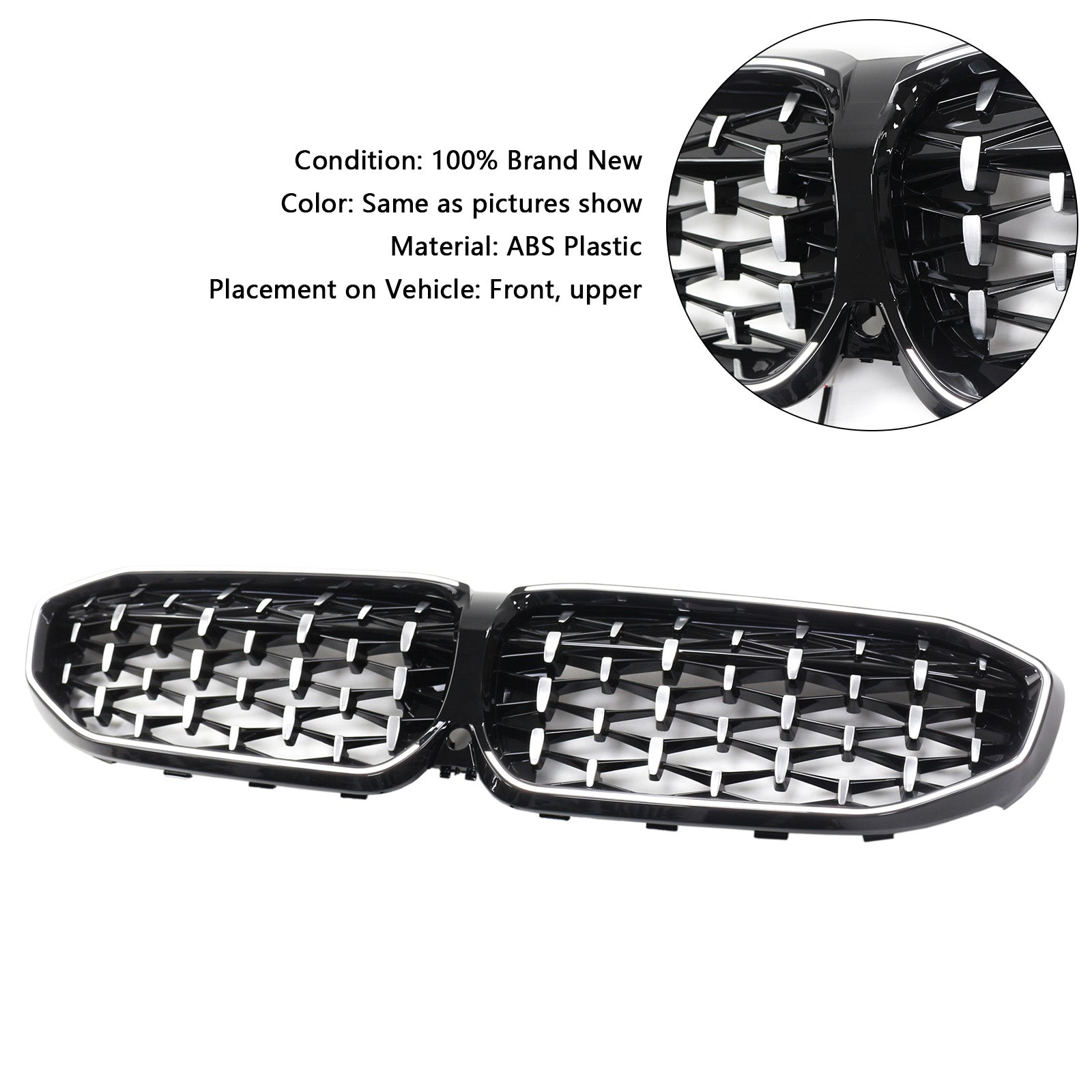 Grille de calandre en forme de diamant pour BMW Série 3 G20 2019-2022 51138072085