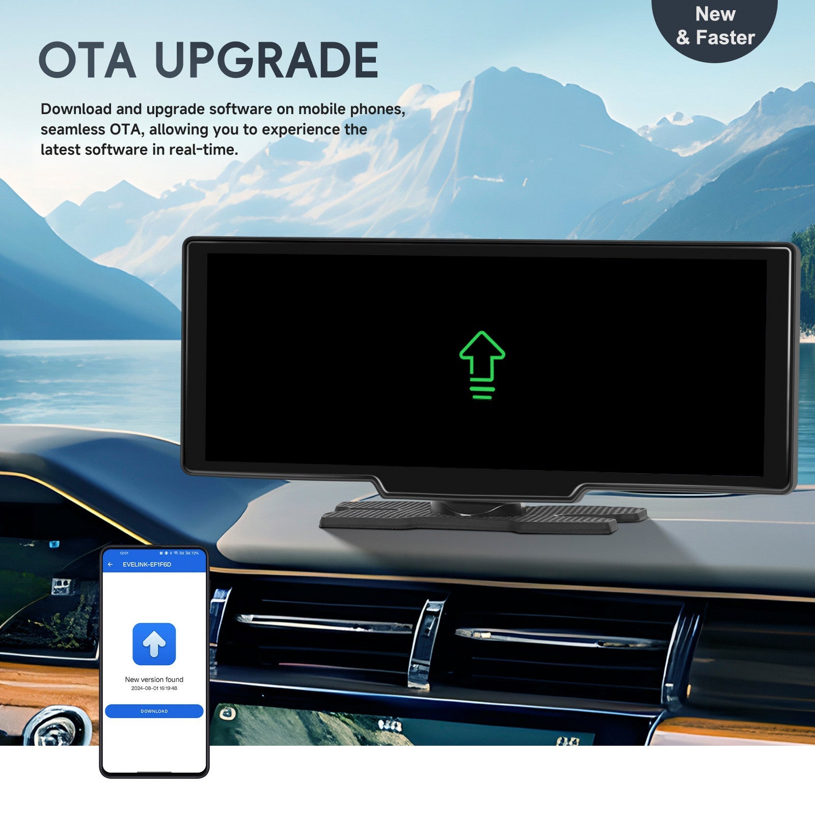 Boordnavigatiesysteem met 10,26 inch HD-scherm, CarPlay en 12 inch LED-camera.