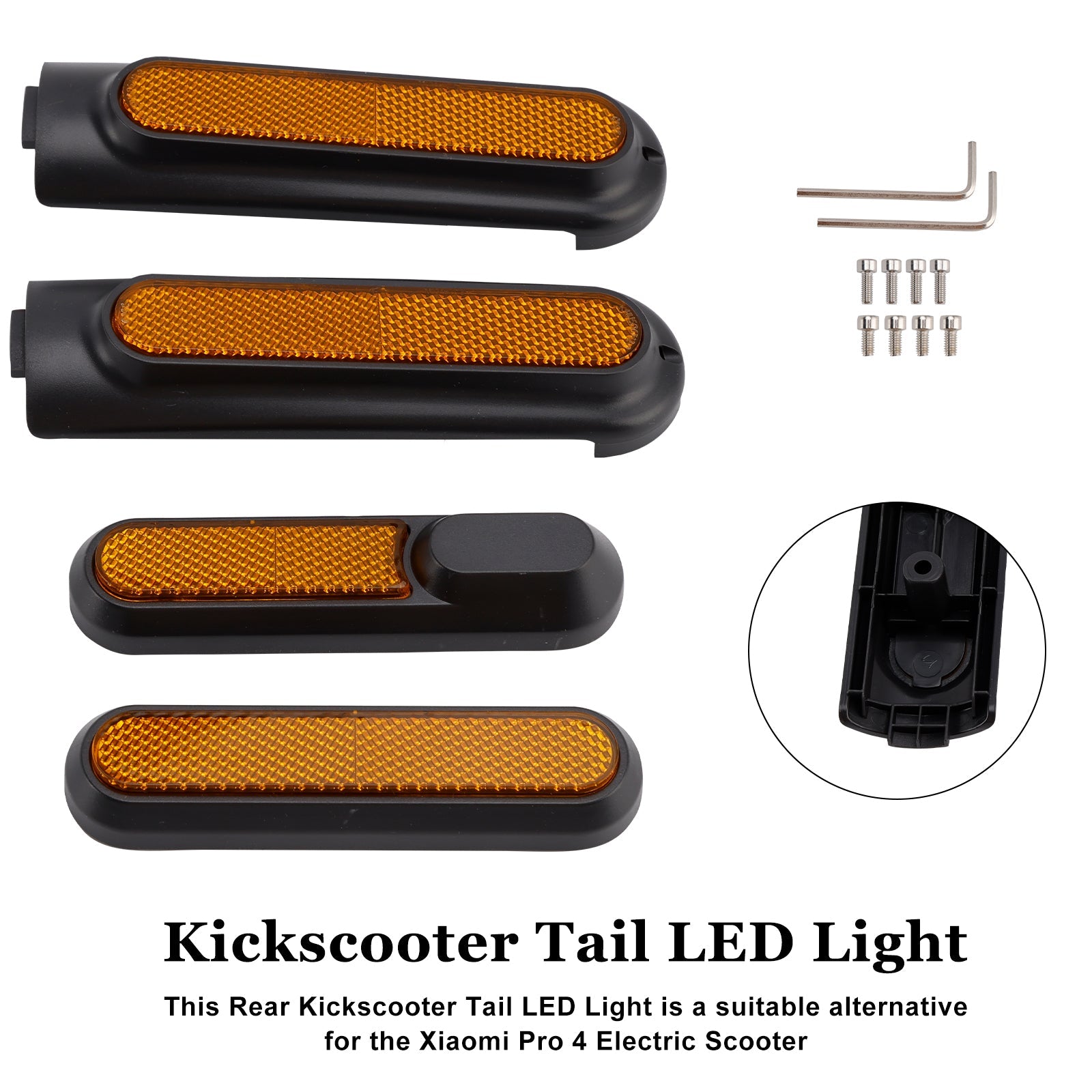 Zestaw 4 bocznych osłon dla skutera Xiaomi 4 (1. generacji) z tylnym odbłyśnikiem