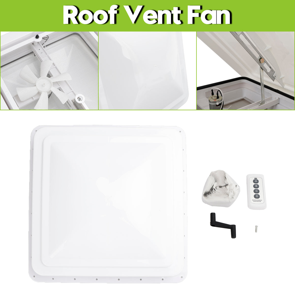 14" caravane lucarne toit évent télécommande camping-car RV ventilateur