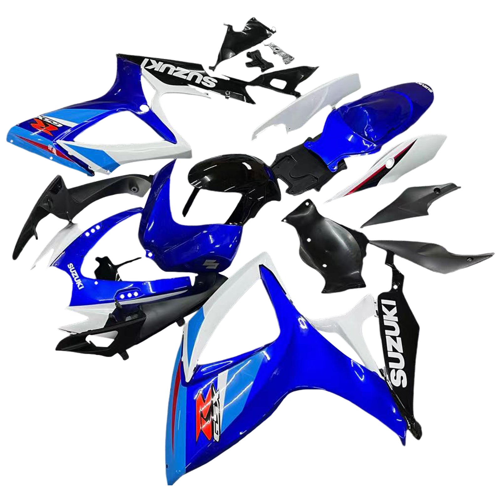 Amotopart Carénages GSXR 600/750 2006-2007 Carrosserie Carénage Bleu ABS Injection Molded Plastics Set Generic