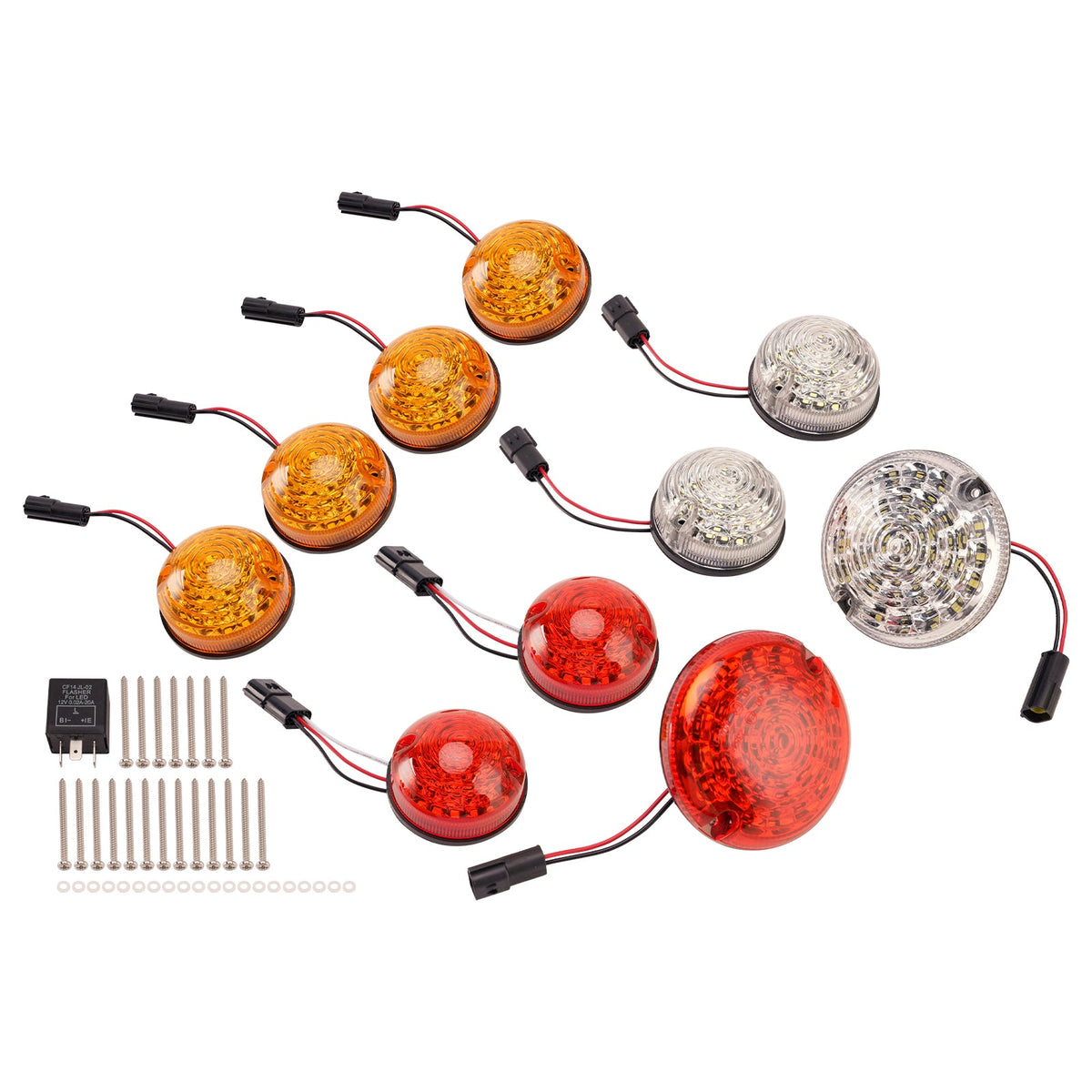 Set van 10 gekleurde LED-achterlichten (dagrijverlichting/mistlampen) voor Land Rover Defender 90/110 (1983-1990).
