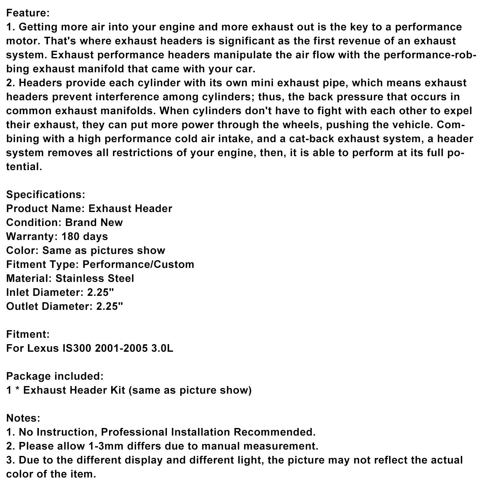 Verzamelaar van&RVS Uitlaat voor Lexus IS300 2001-2005 3.0L Zwart